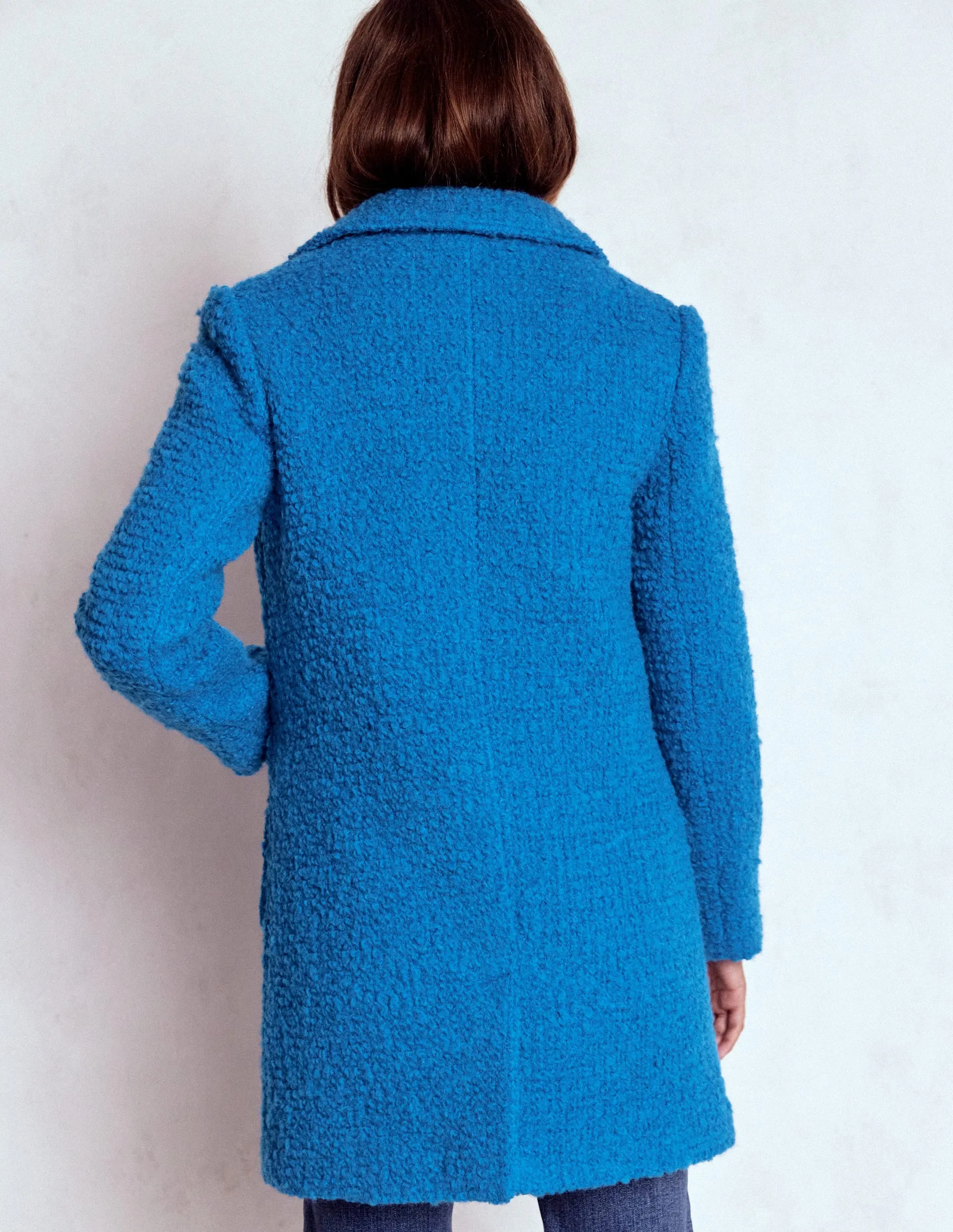 Compact Fit Look Carlisle Textured Coat-Cobalt Blue