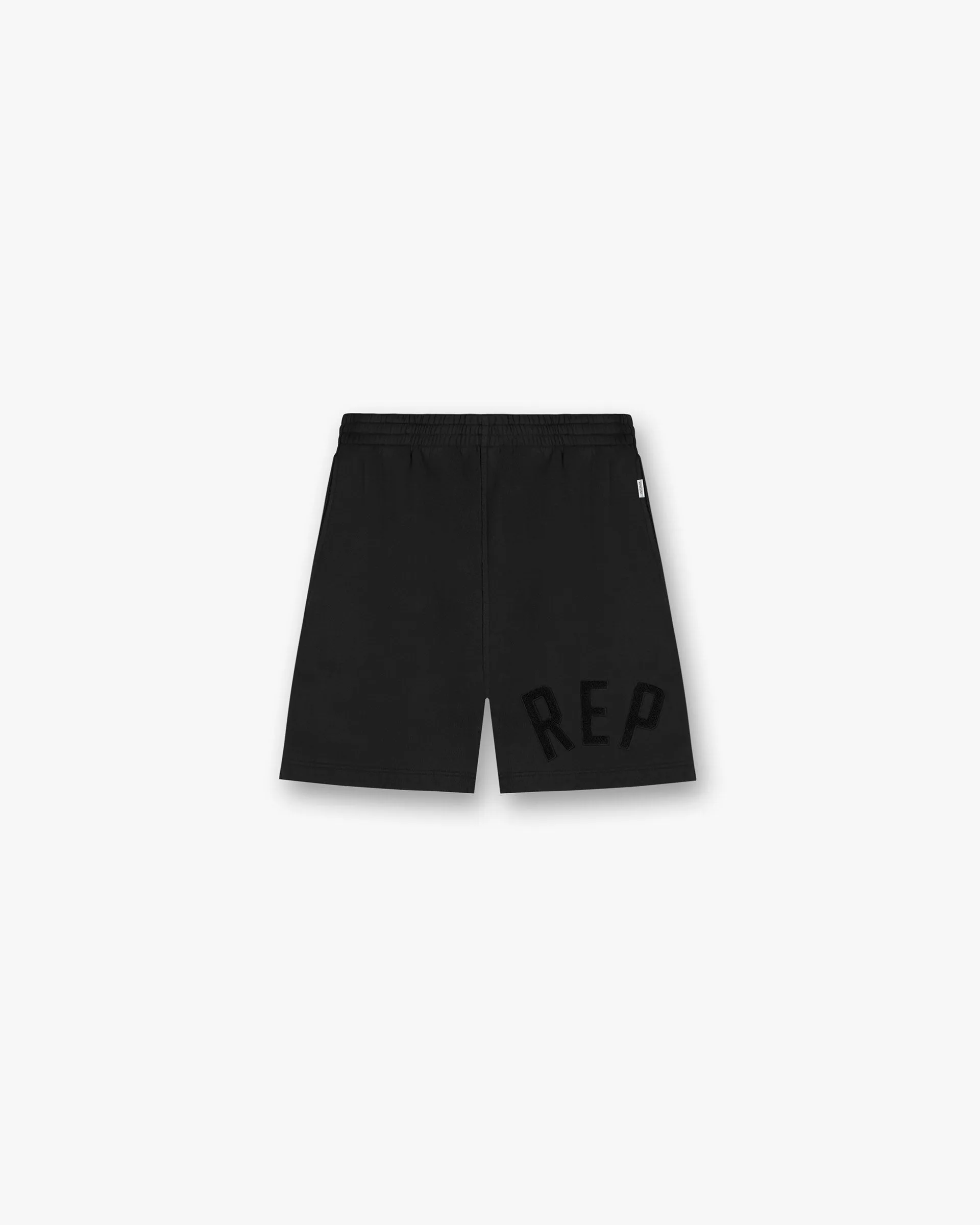 Warehouse Work Relaxed Waistband Rep Applique Shorts - Off Black