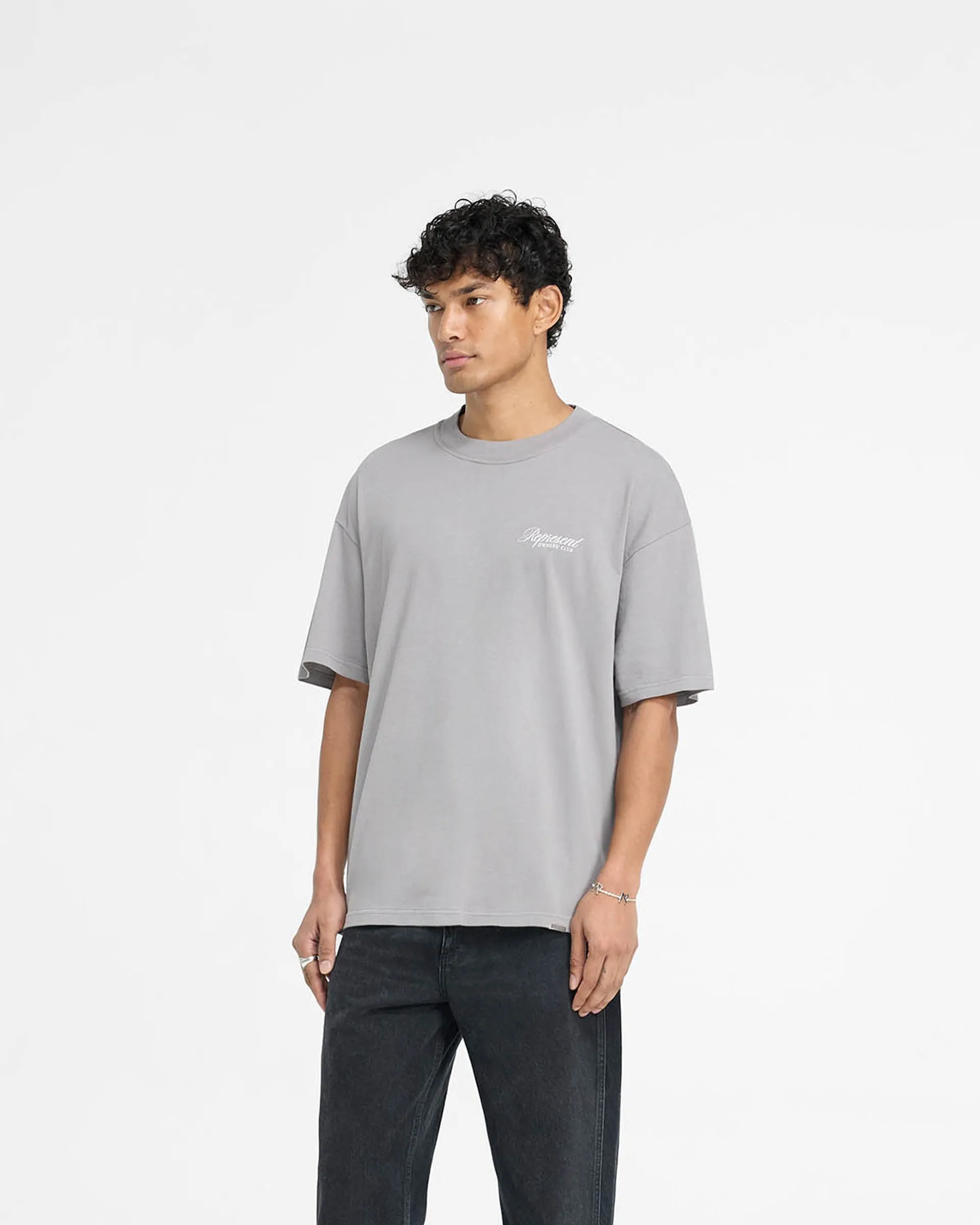 Represent Owners Club Script T-Shirt - Slate High Density Weave
