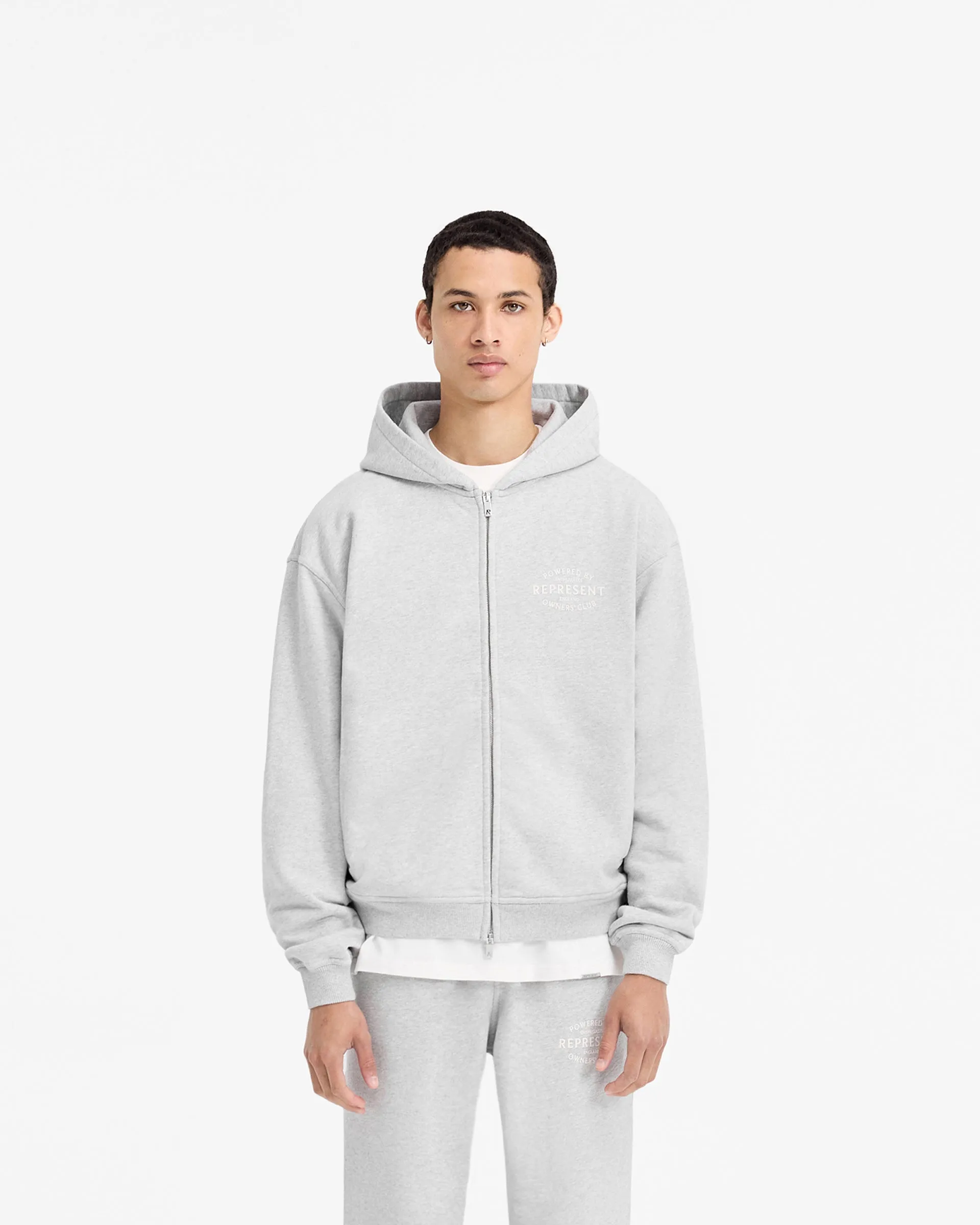 Street Casual Represent Owners Club Stamp Zip Up Hoodie - Ash Grey