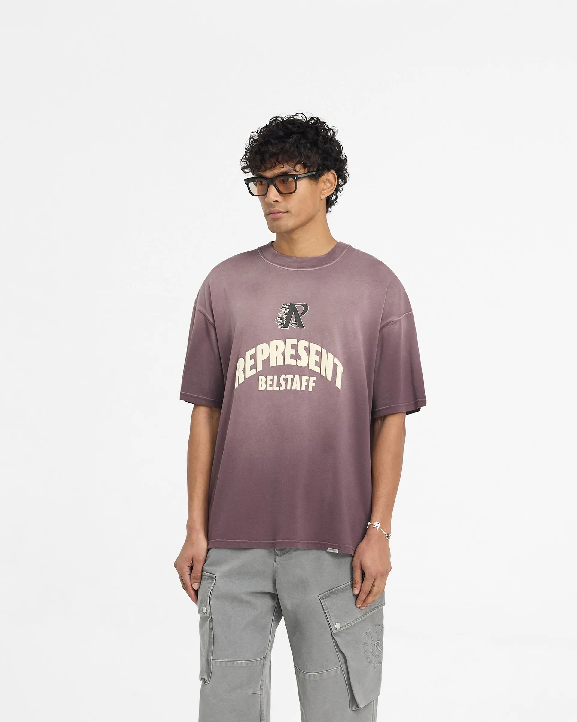 Organic Cotton Blend Represent X Belstaff Flame Phoenix T-Shirt - Plum
