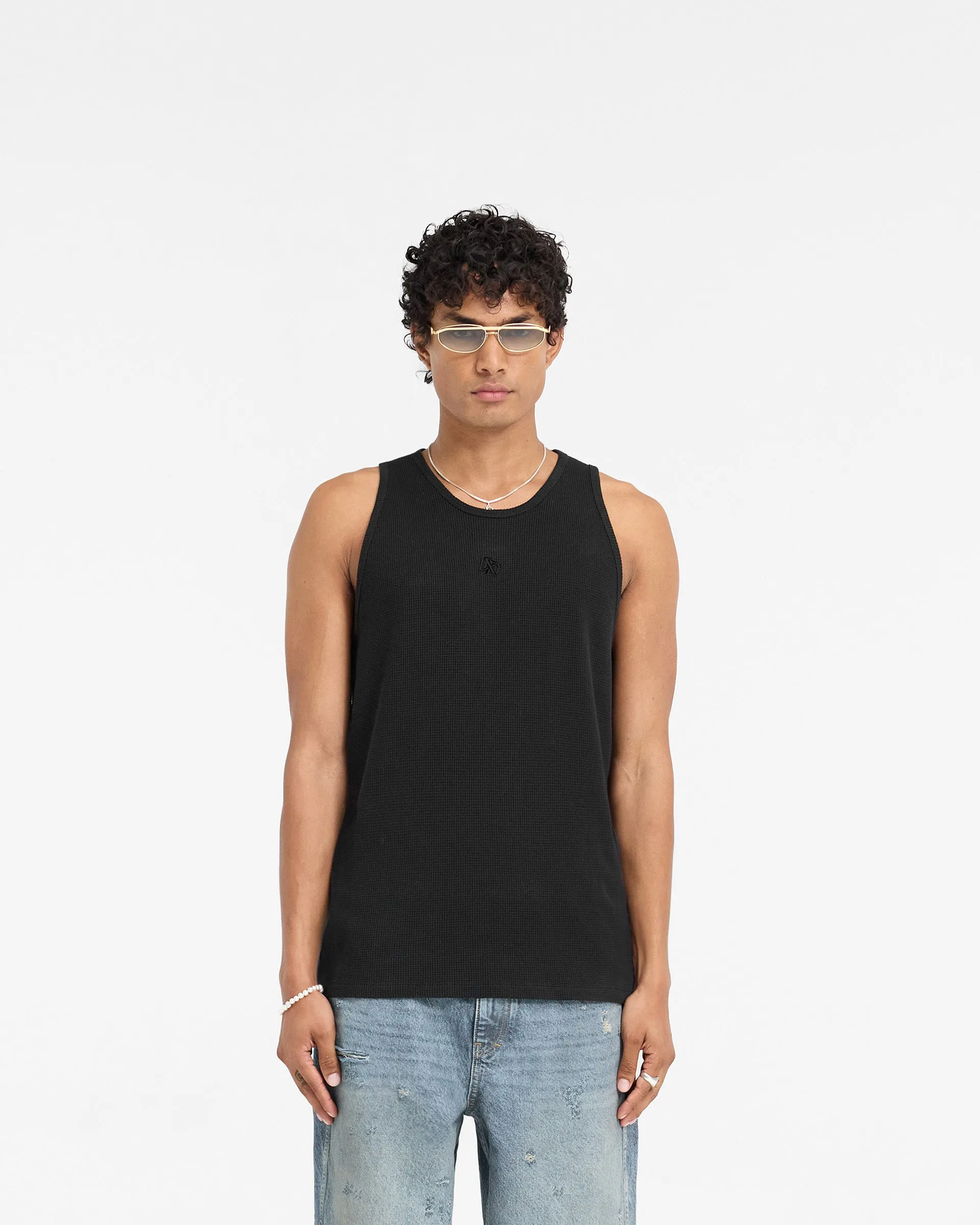 Represent X Duke   Dexter Ribbed Vest - Black Playful Prints