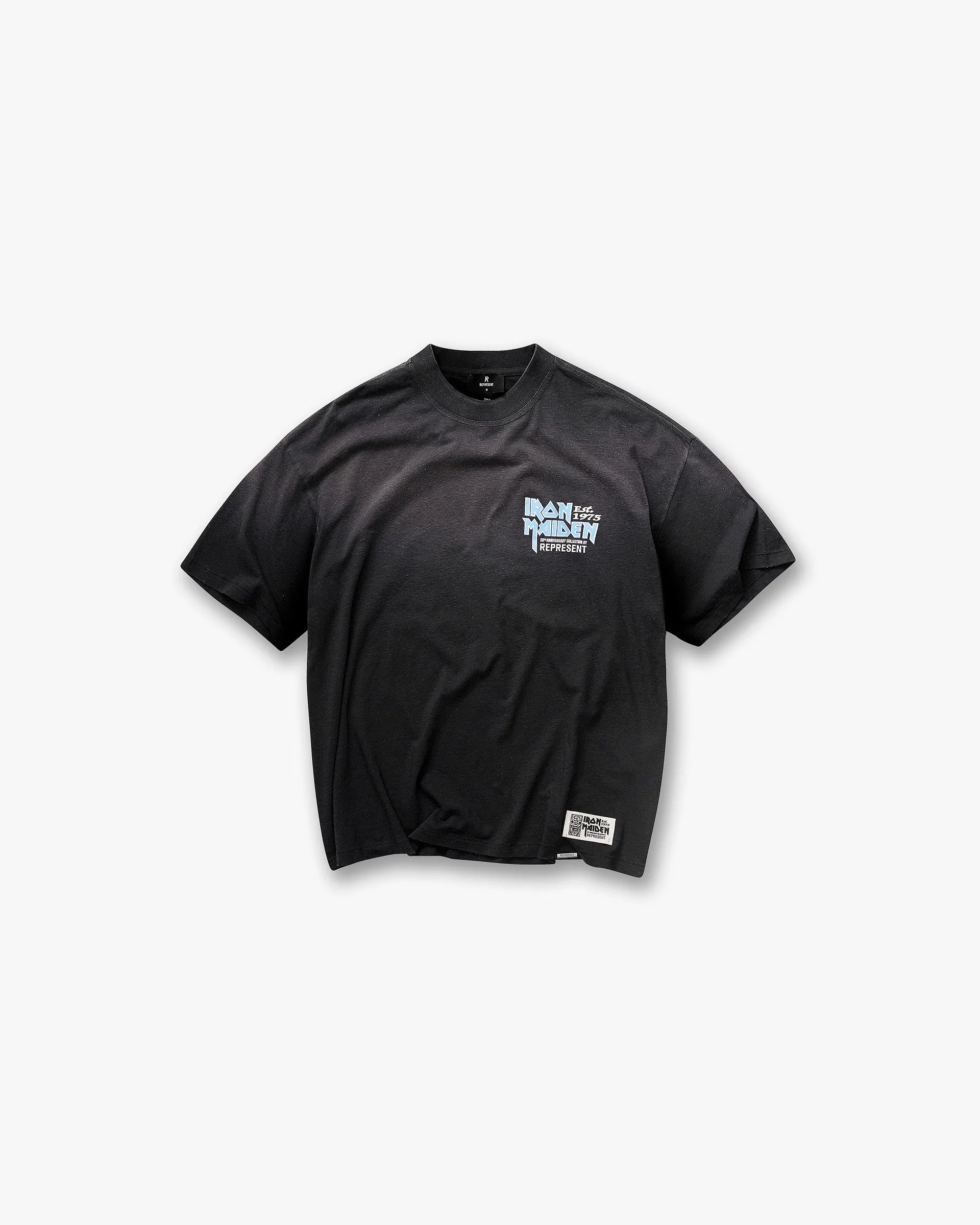 Reinforced Hemline Effortless Fit Represent X Iron Maiden Anniversary T-Shirt - Stained Black