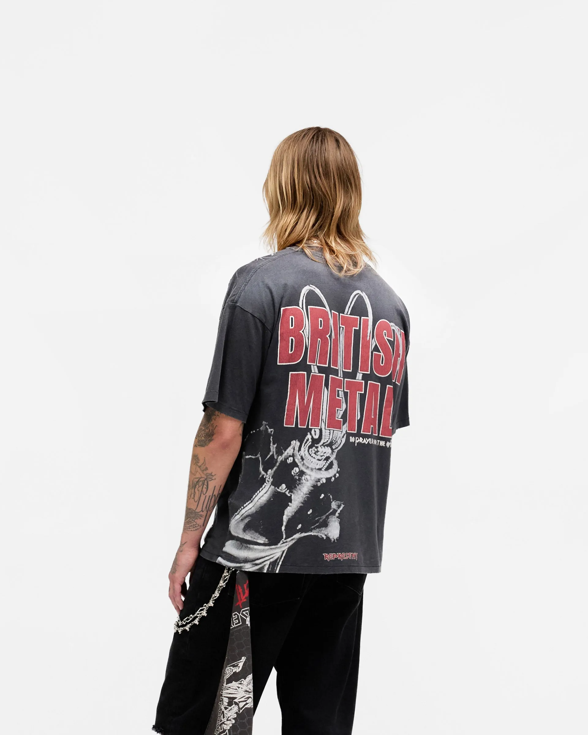 Represent X Iron Maiden British Metal T-Shirt - Stained Brown BreathableMeshLining Ruffled edges