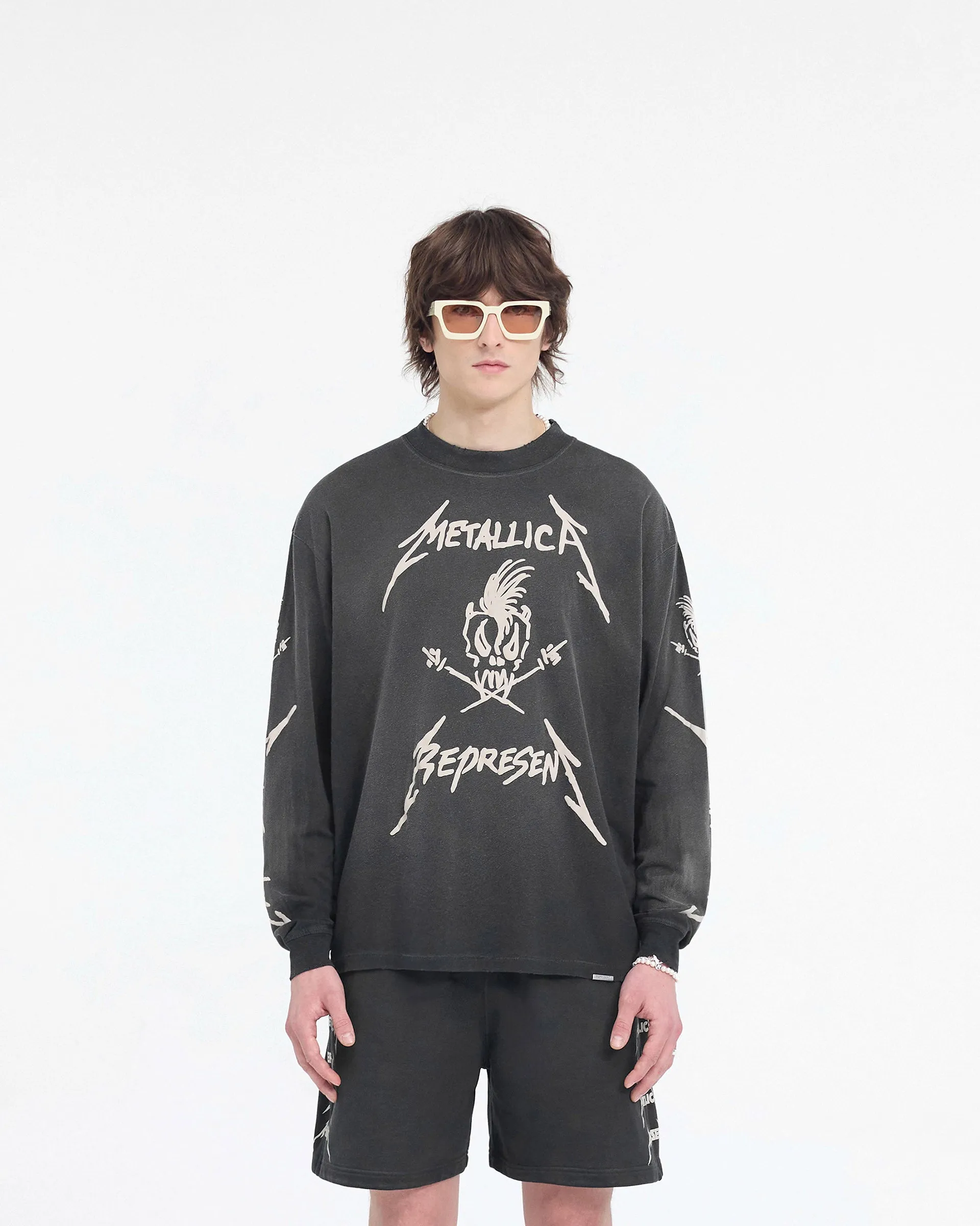 Durable Wear Represent X Metallica Garage Inc Long Sleeve T-Shirt - Stained Black