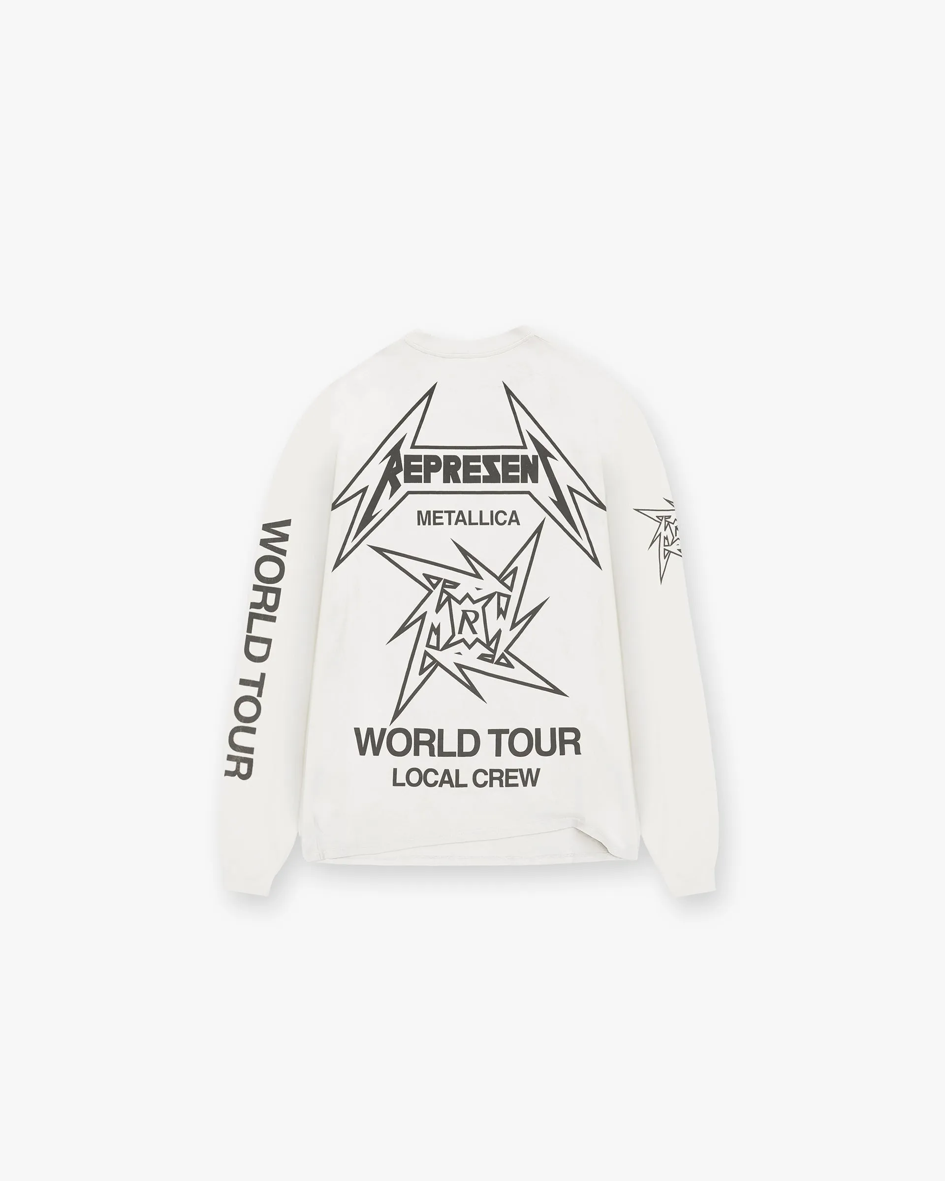 Represent X Metallica Local Crew Long Sleeve T-Shirt - Flat White NoSideSeam