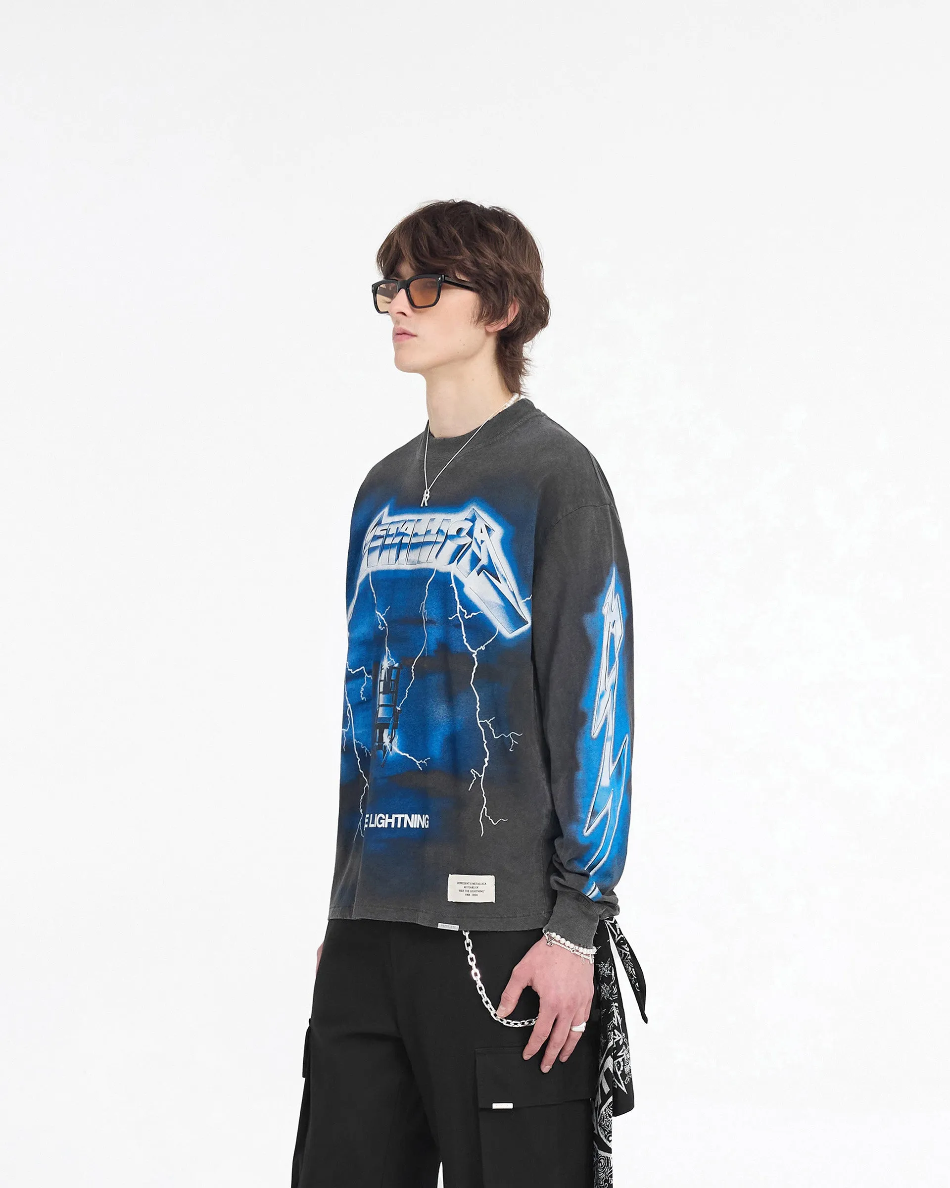 Represent X Metallica Ride The Lightning Long Sleeve T-Shirt - Vintage Grey Smart Layering