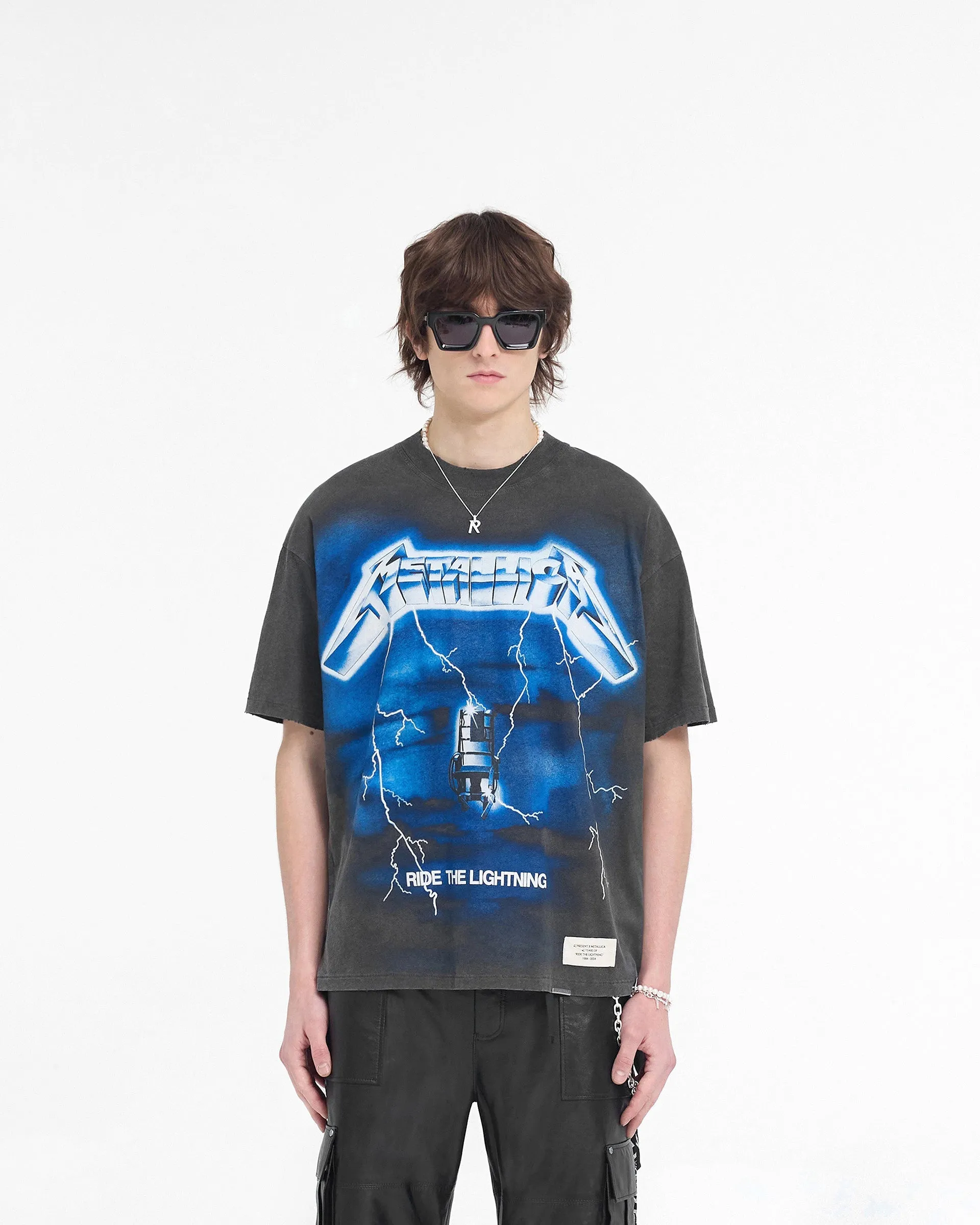 Chafe Free Armhole Casual Ease Represent X Metallica Ride The Lightning T-Shirt - Vintage Grey