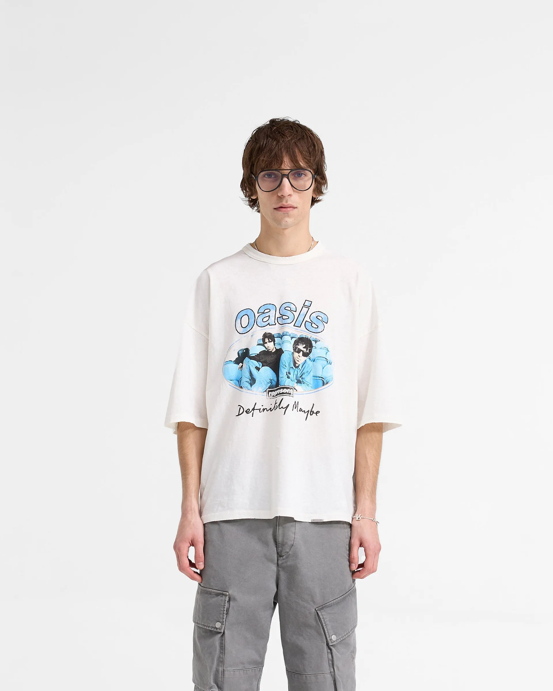 Cool and Relaxed Soft Finish Represent X Oasis Maine Road T-Shirt - Flat White