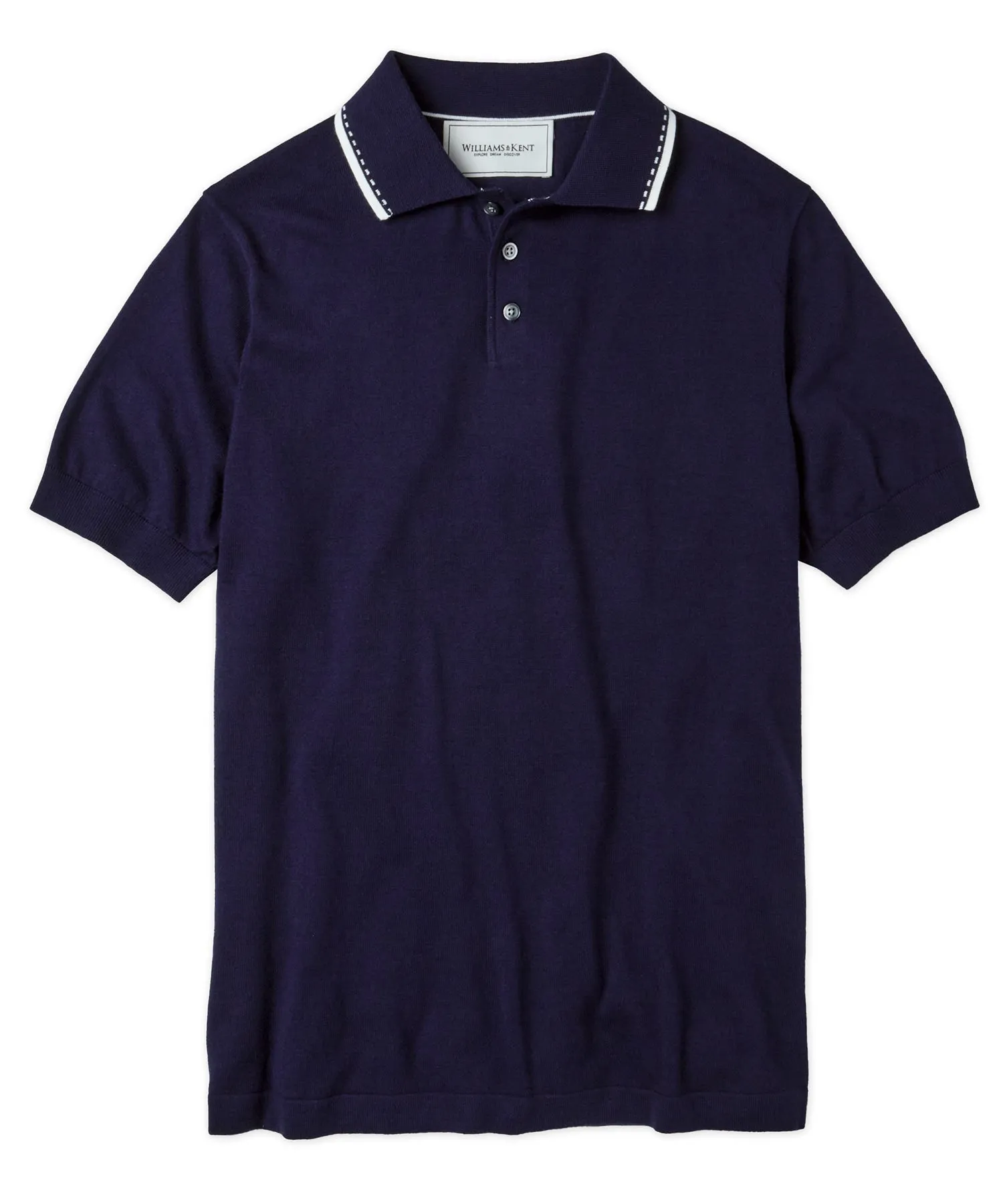 Durable Thread Construction Round Collar Retro-Tipped Fully Fashioned Polo Shirt
