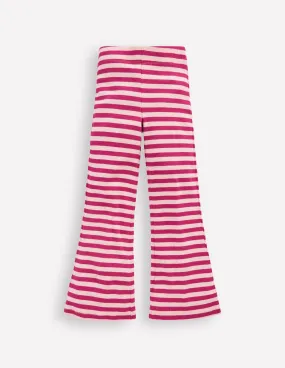 Performance Stretch Ribbed Flare Leggings-Cherry Jam/Chalk Pink Stripe
