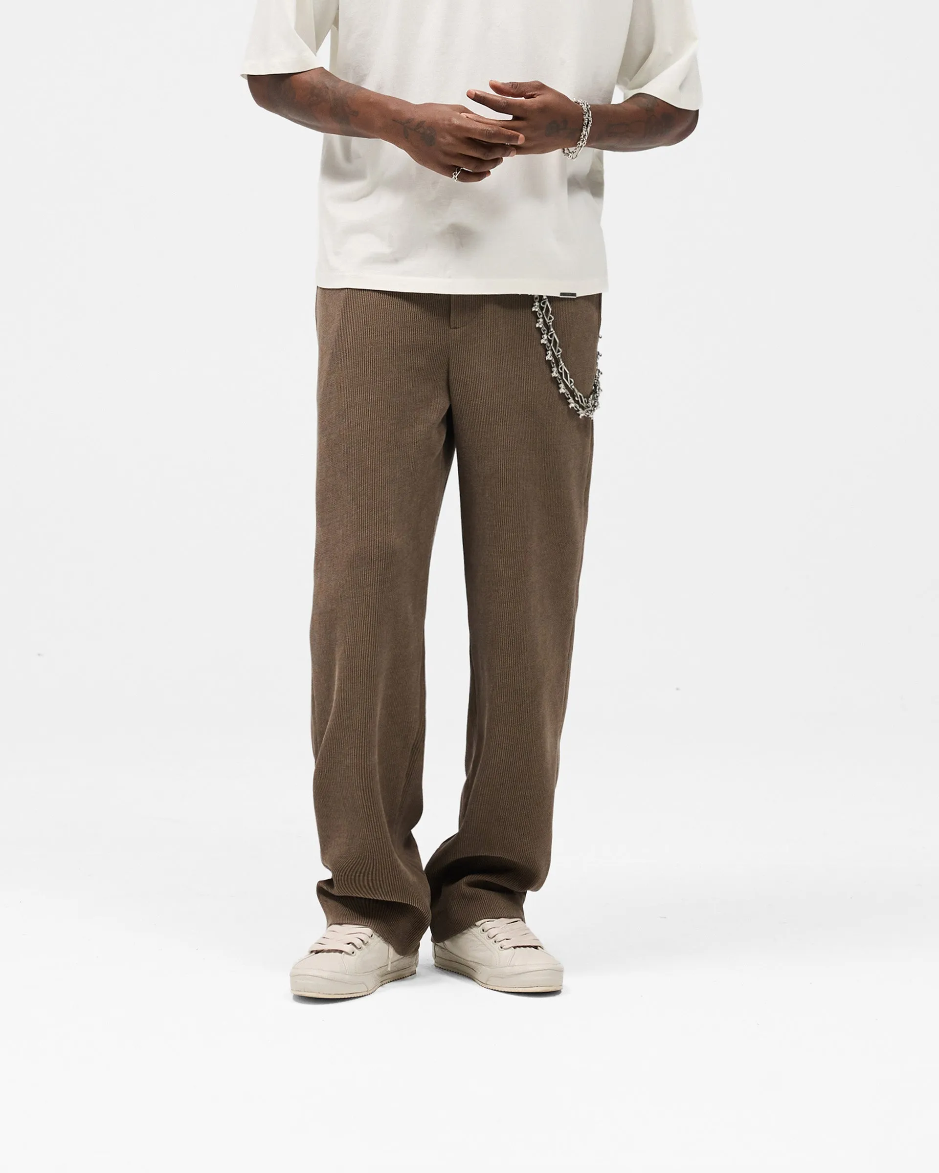 Ribbed Hybrid Pant - Clove Wide fit