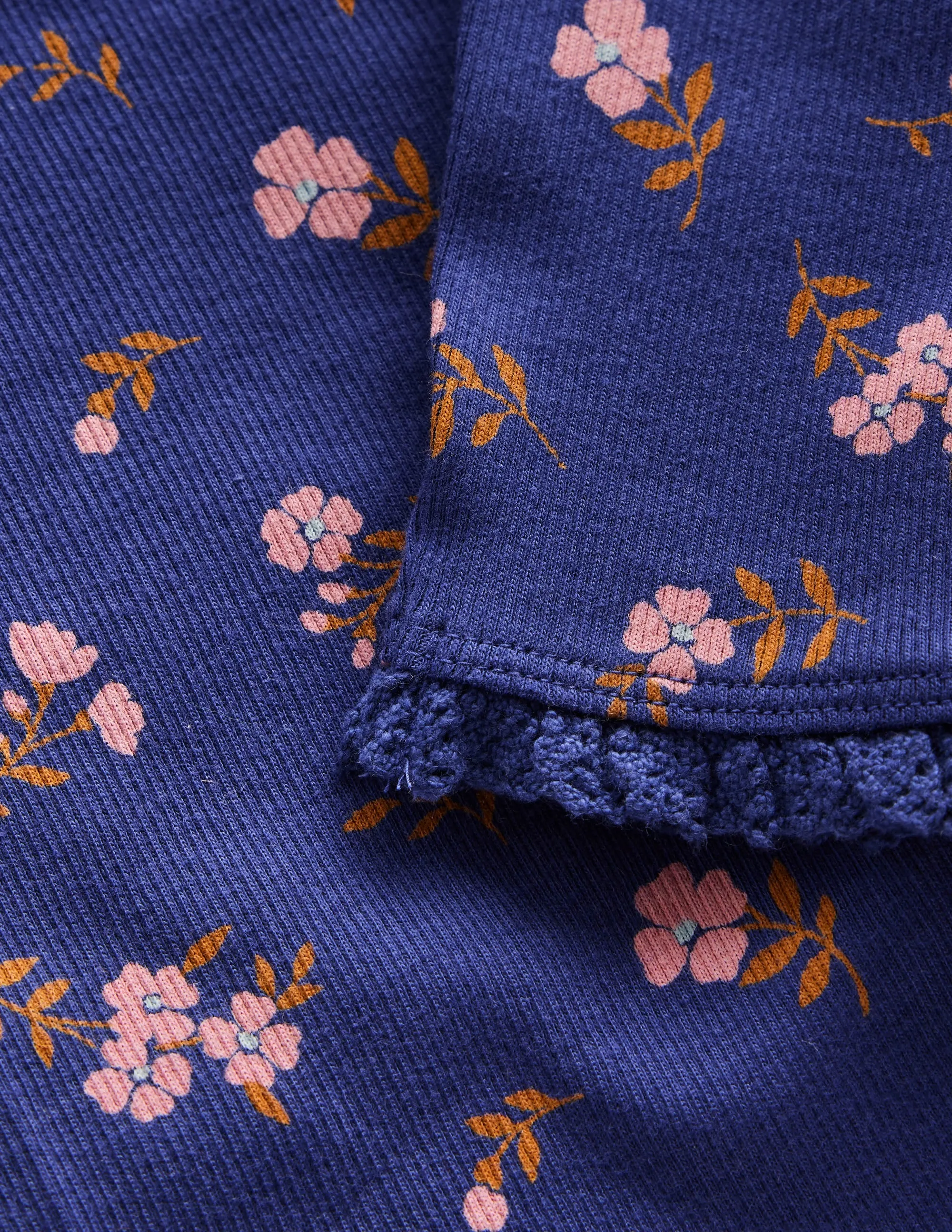 Ribbed Leggings-Starboard Blue Sprig Soft Feel Quick drying material