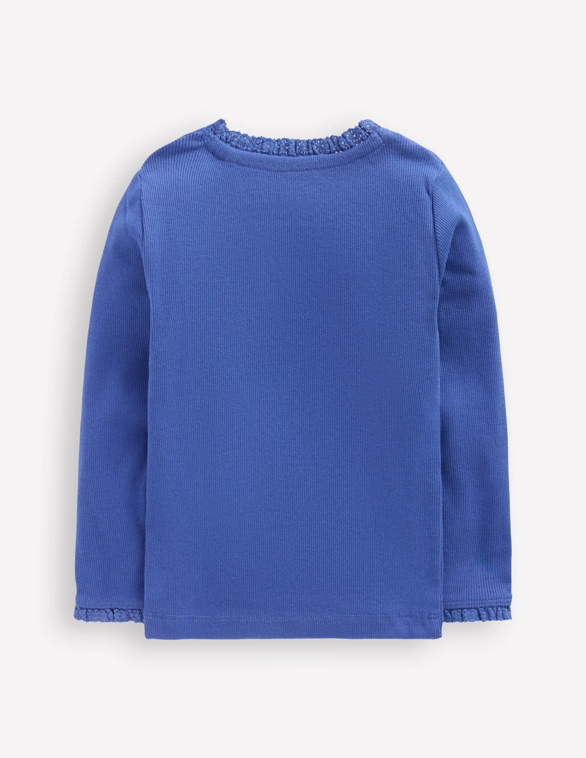 HighDensityFoam MicroPerforated Details Ribbed Long Sleeve T-shirt-Bluejay