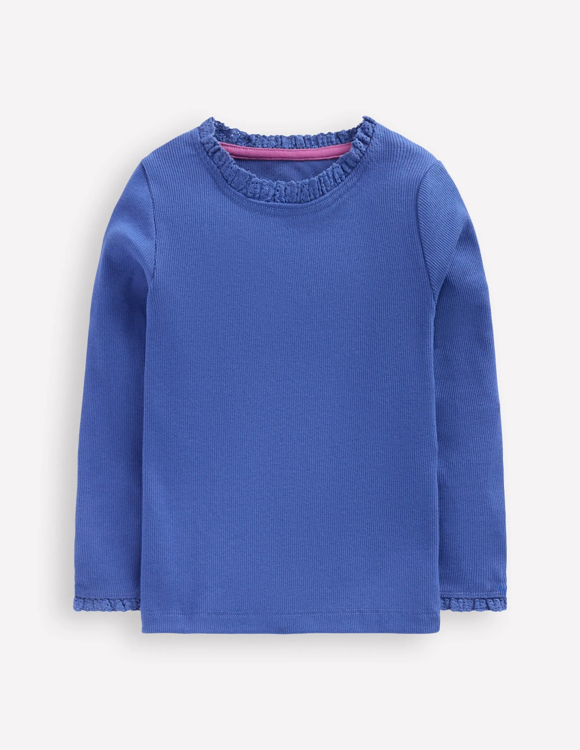 Ribbed Long Sleeve T-shirt-Bluejay Multi Panel Construction BrushedInnerSurface