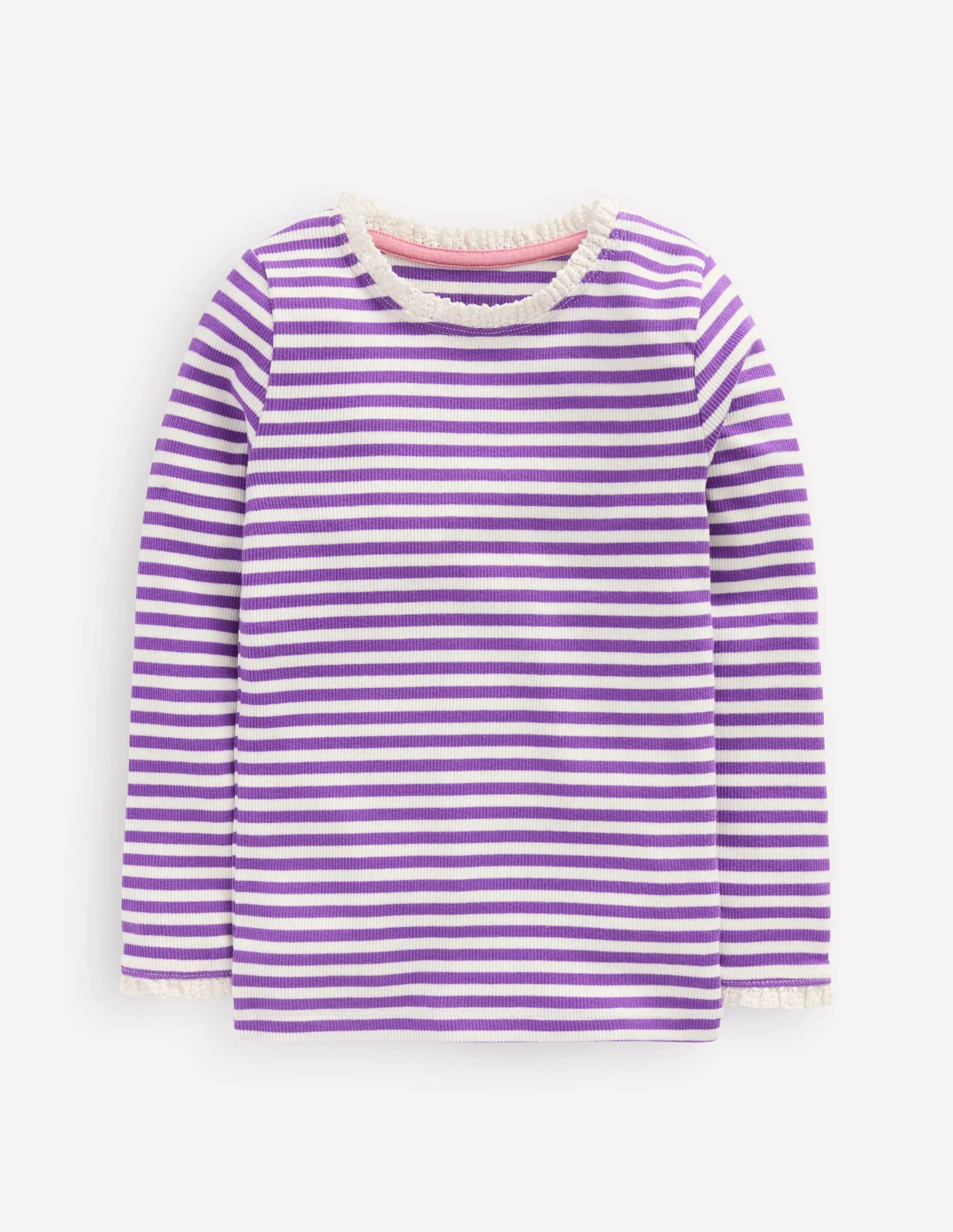 QuickRelease Closures Ribbed Long Sleeve T-shirt-Purple Topaz Stripe
