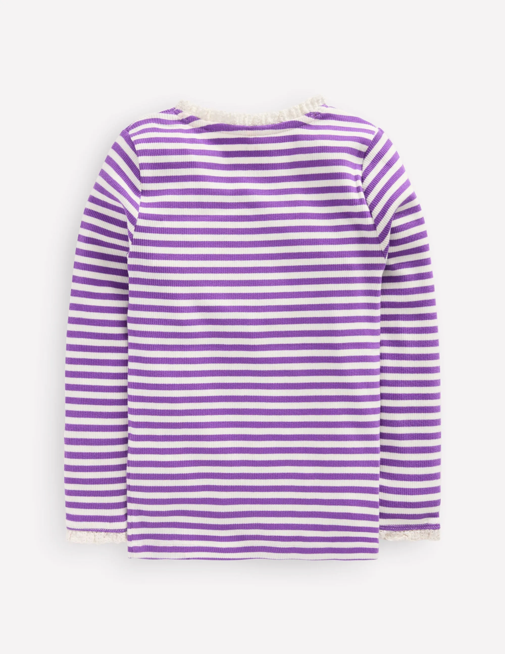 LightweightTexture Ribbed Long Sleeve T-shirt-Purple Topaz Stripe