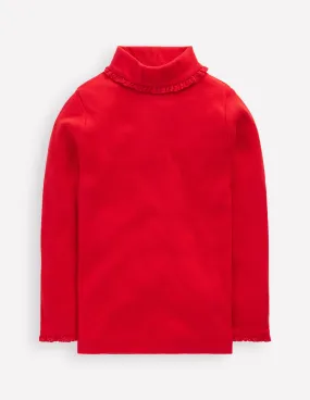 Ribbed Roll Neck Top-Poppy Red Active Design ReflectiveAccents