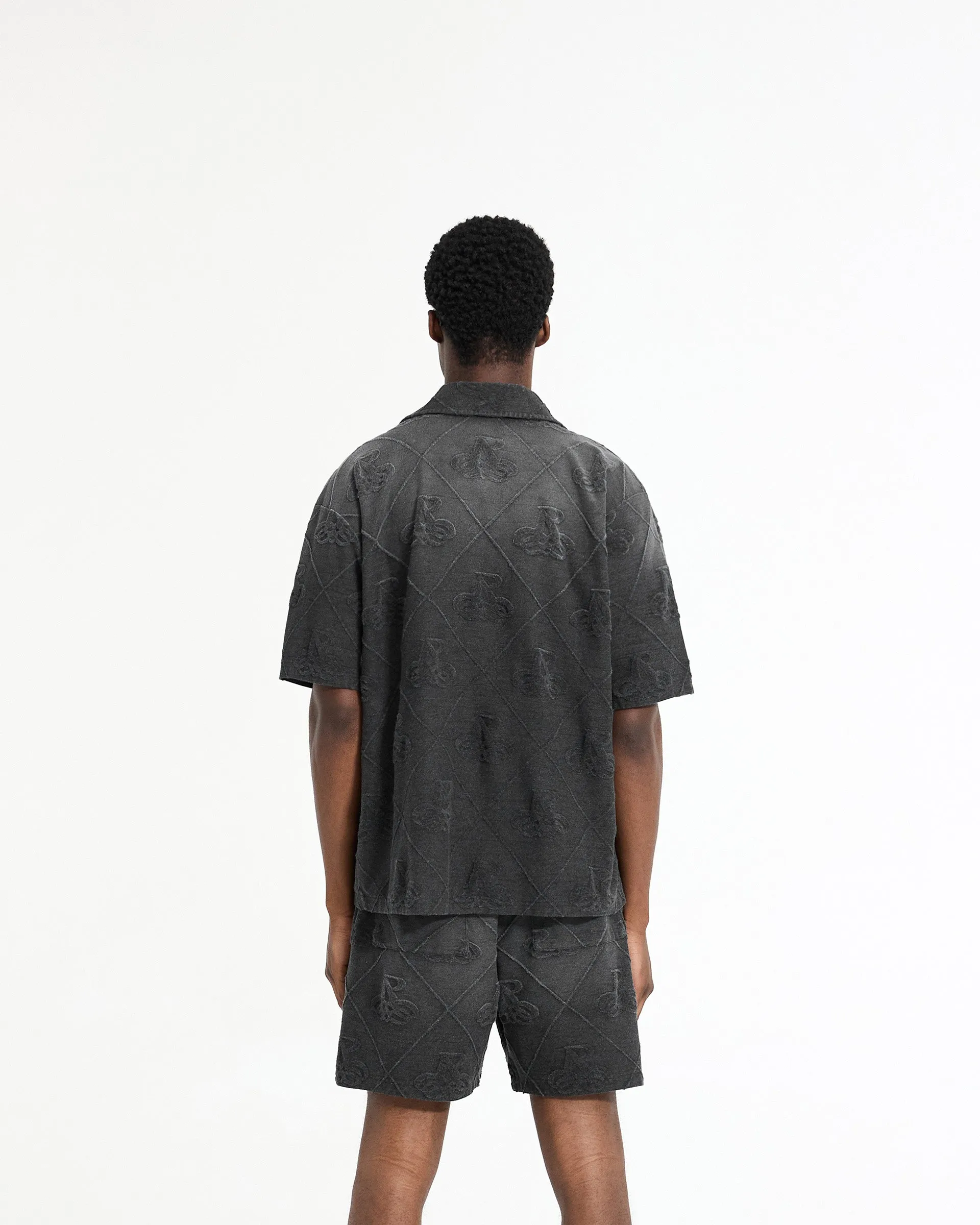 Pastel Shade Towelling Shirt - Jet Black