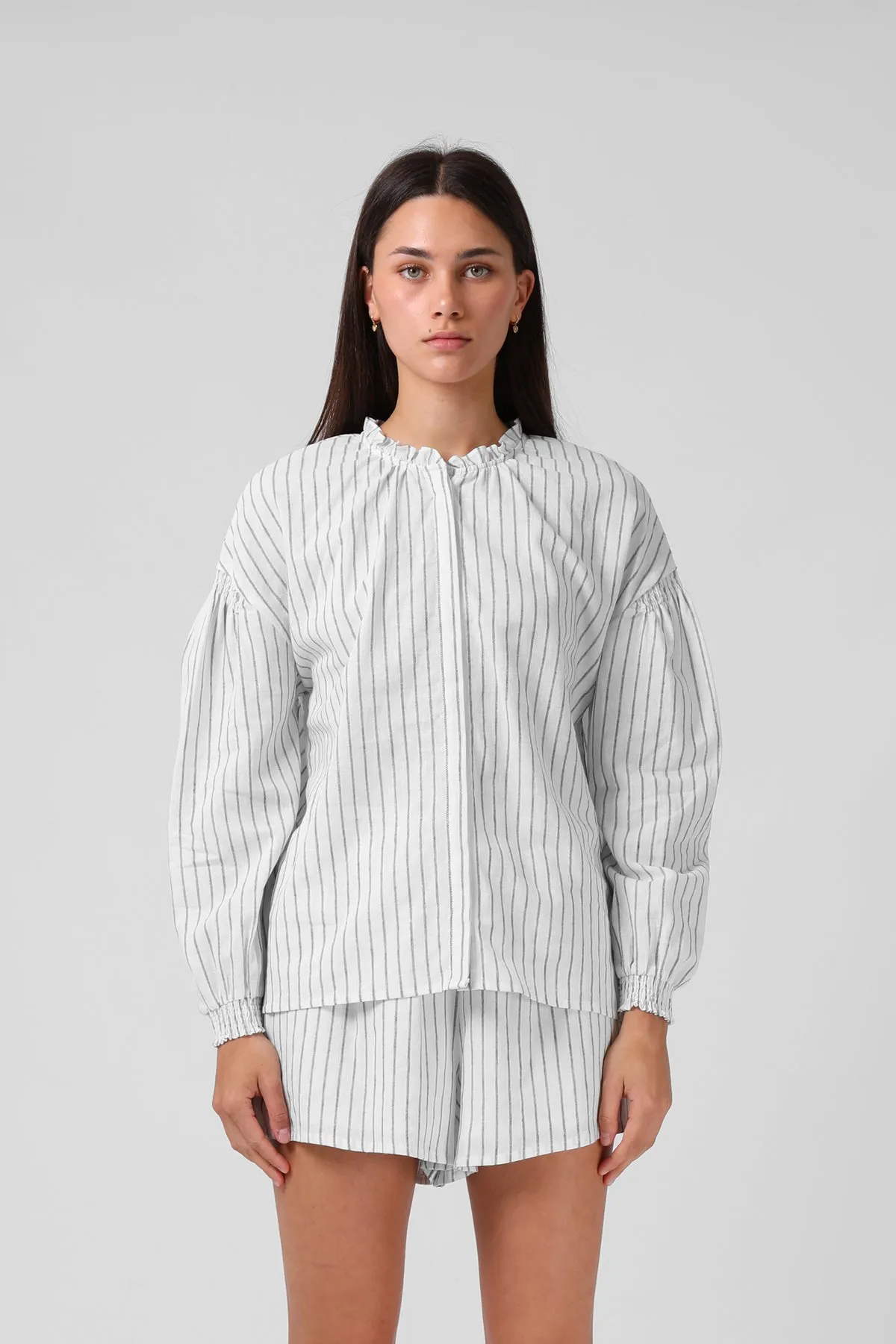 Compression Gradient RPM Olive Blouse White Stripe