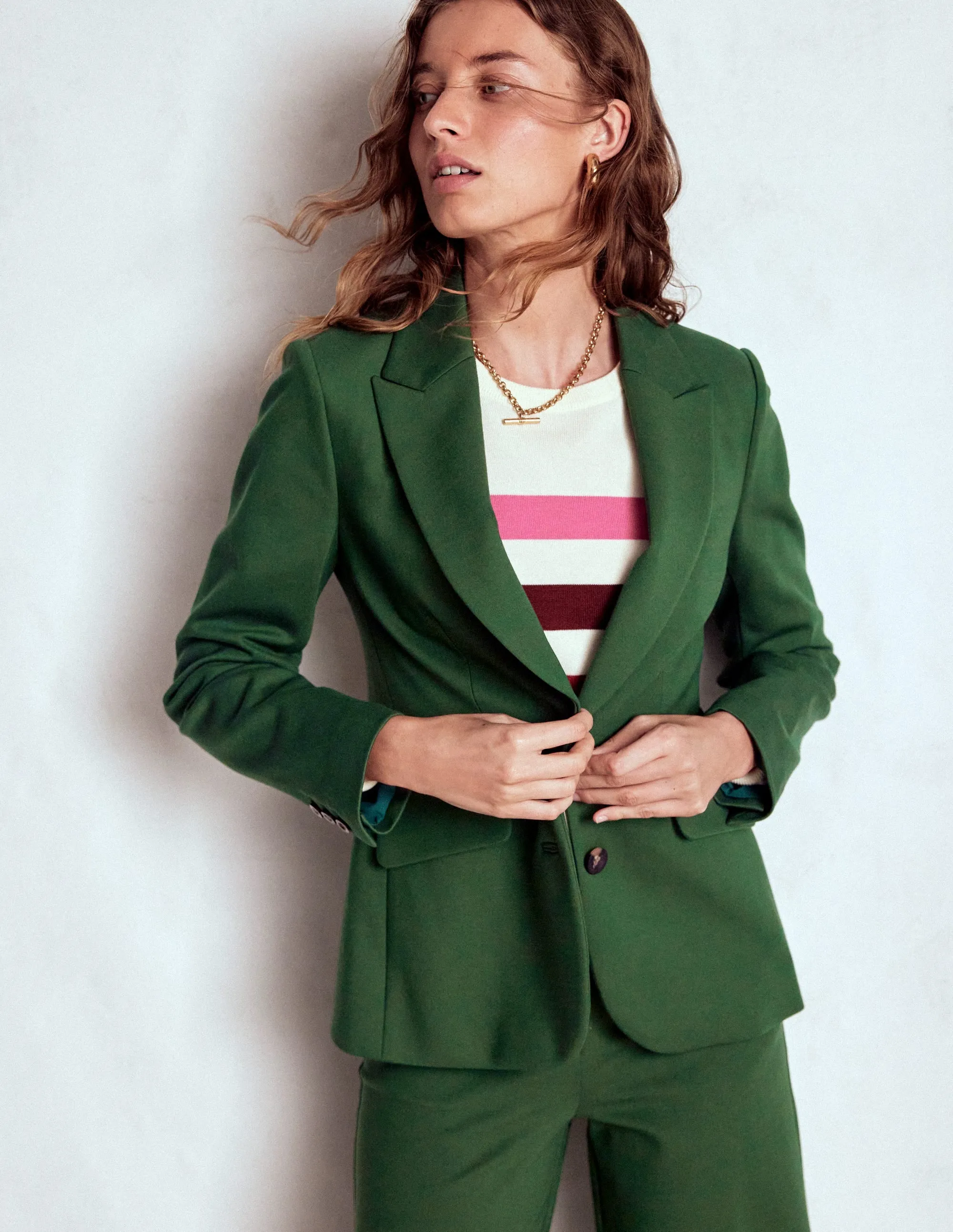 Marylebone Ponte Blazer-Hunter green MoistureWickingTechnology Simple Layers