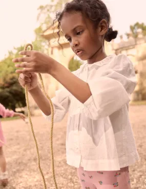 SlimFitAdaptation Scalloped Collar Smocked Shirt-Soft Ivory