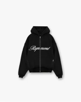 industry standard absorbent Script Logo Zip Hoodie - Black