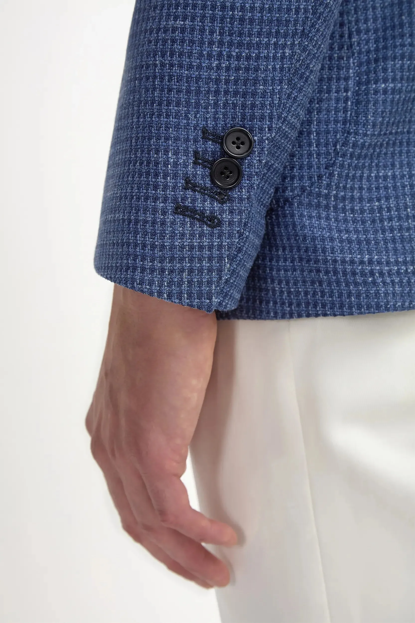 Avio blue houndstooth jacket - Made in Italy Stretchable Material