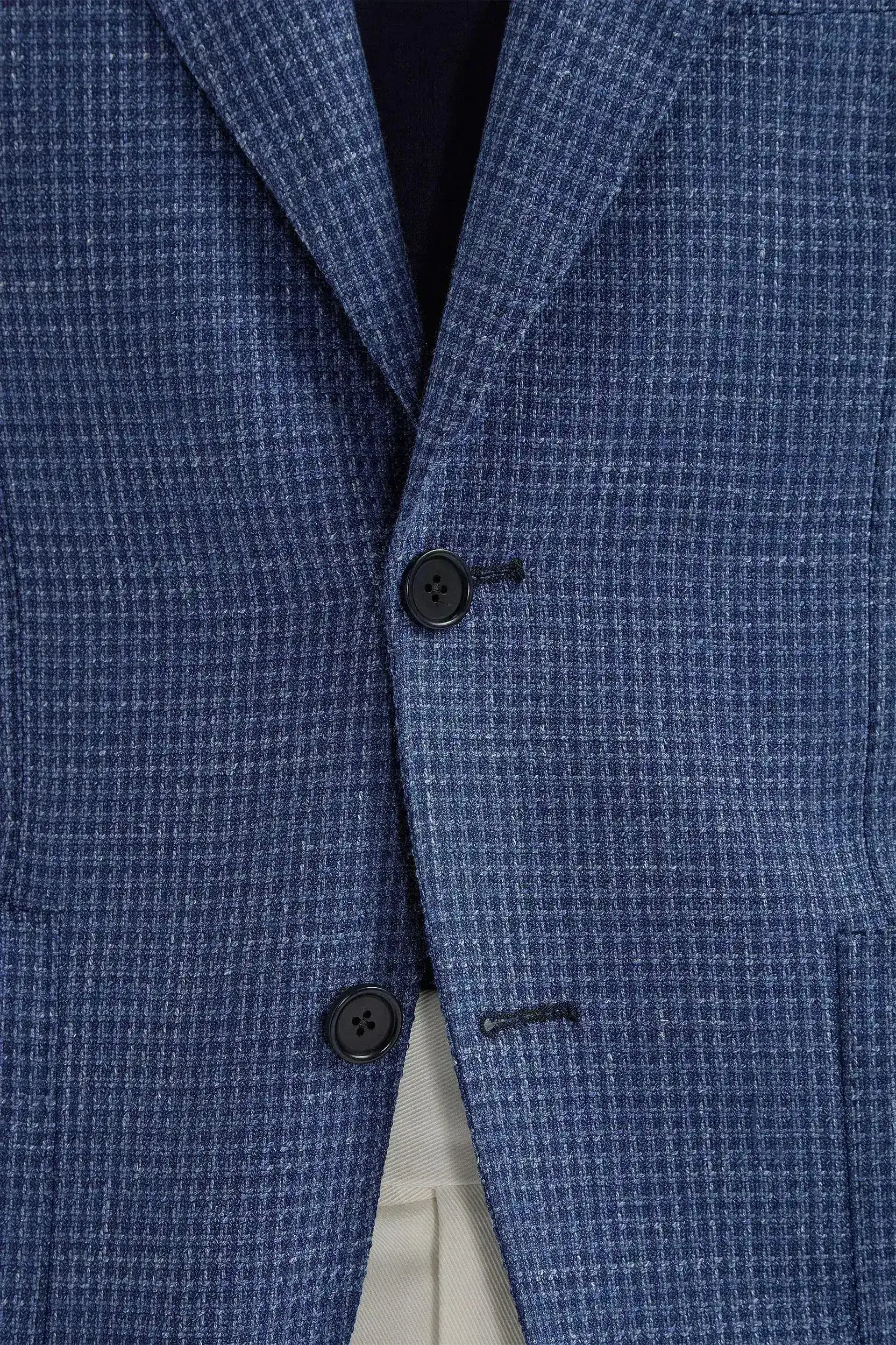 CompressionEnhanced Fit Simple Layering Avio blue houndstooth jacket - Made in Italy