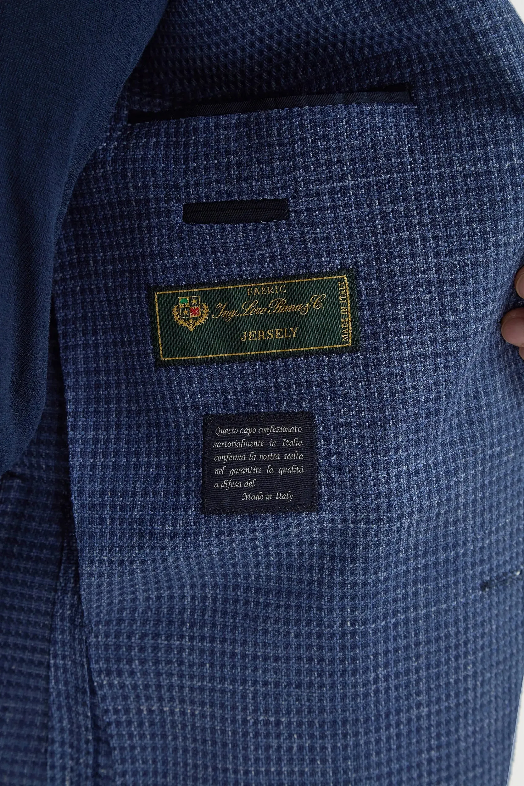 Opaque Tone Avio blue houndstooth jacket - Made in Italy