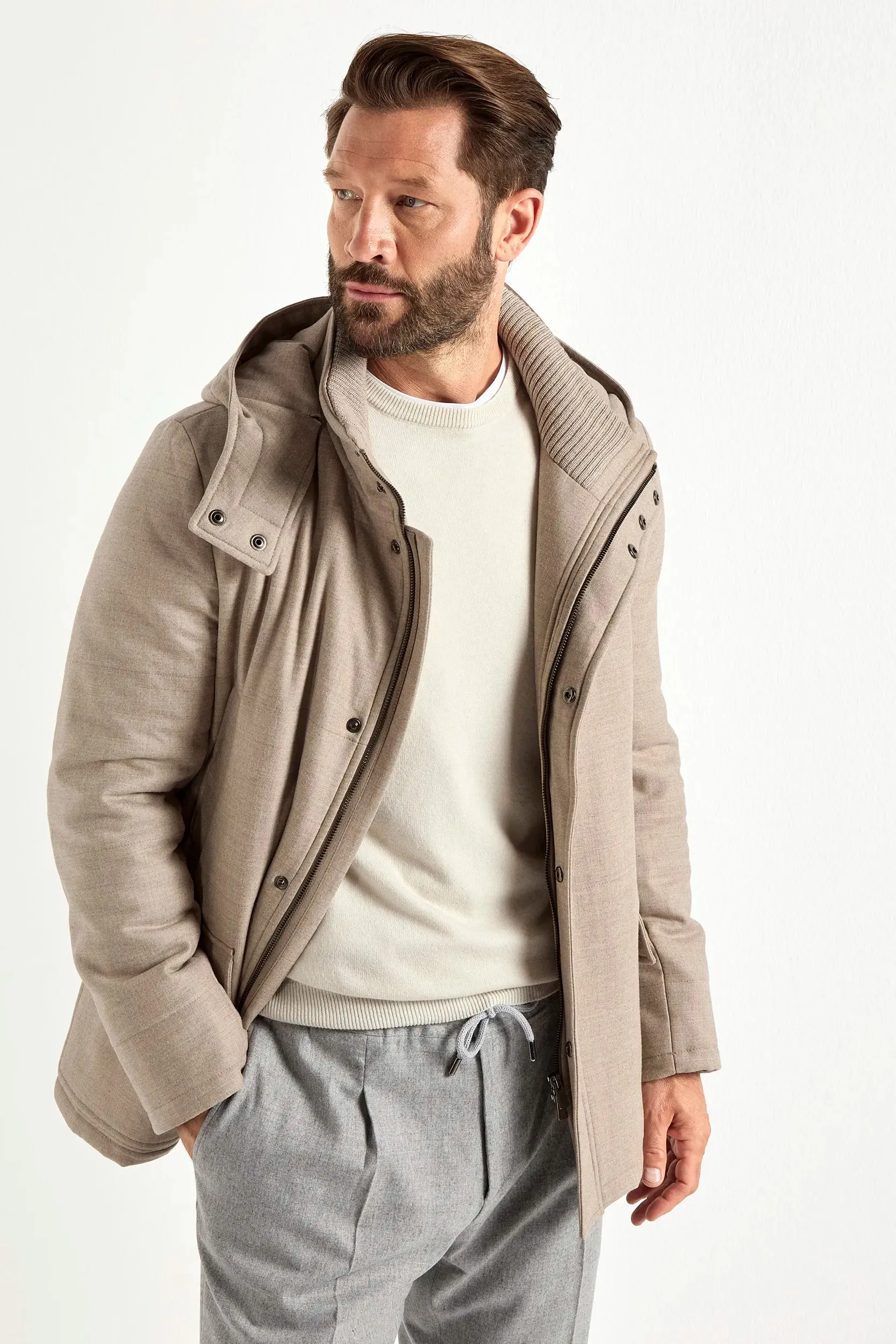 Beige parka ?C Made in Italy Shimmer Core