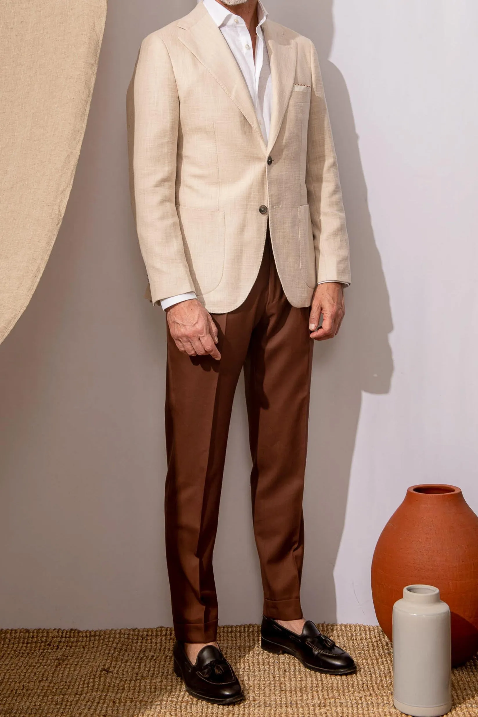 Tight Core Future Glow Beige jacket in cotton and silk - Made in Italy