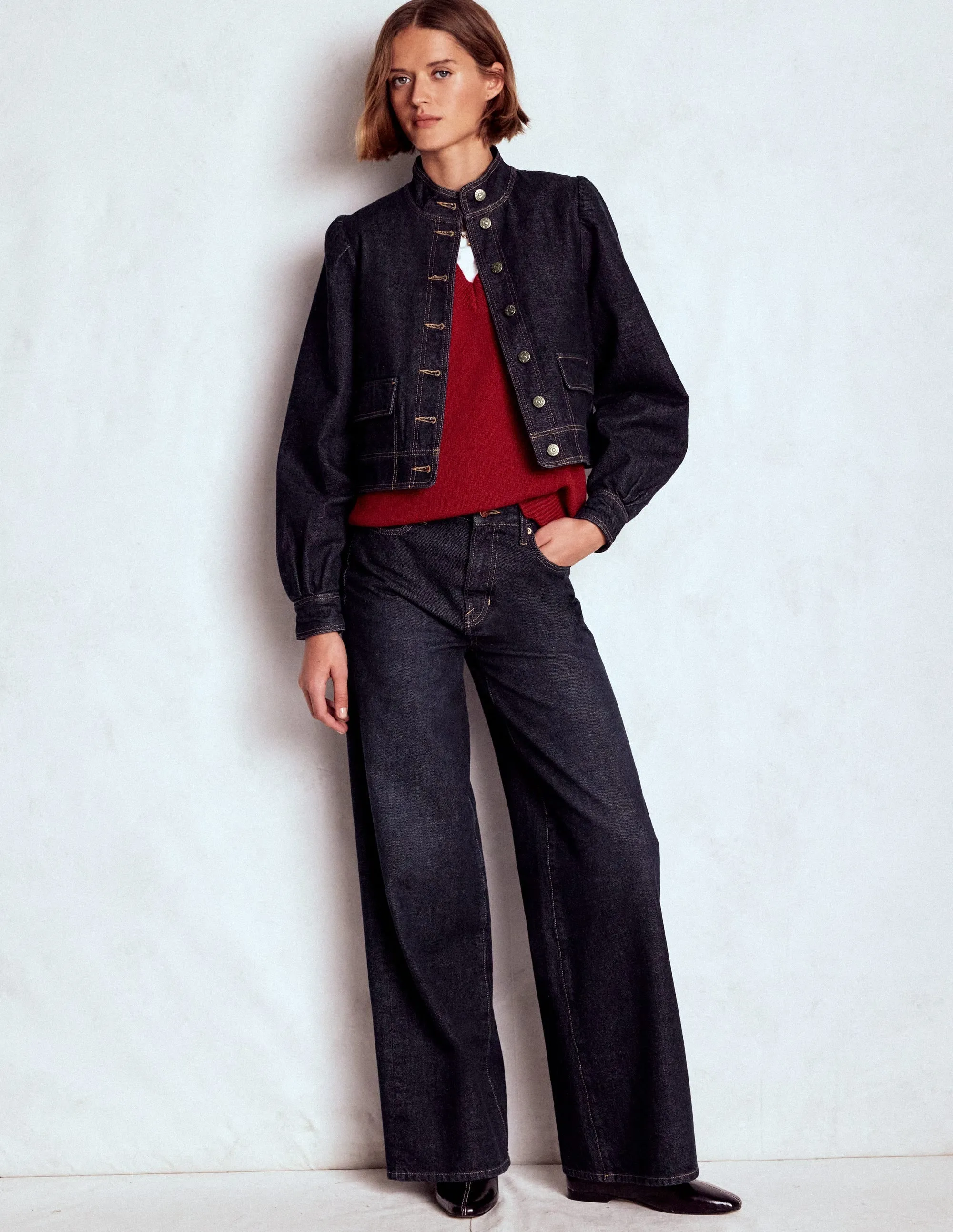 Topstitch Denim Jacket-Indigo Non Restrictive Mobility Water Based Coating