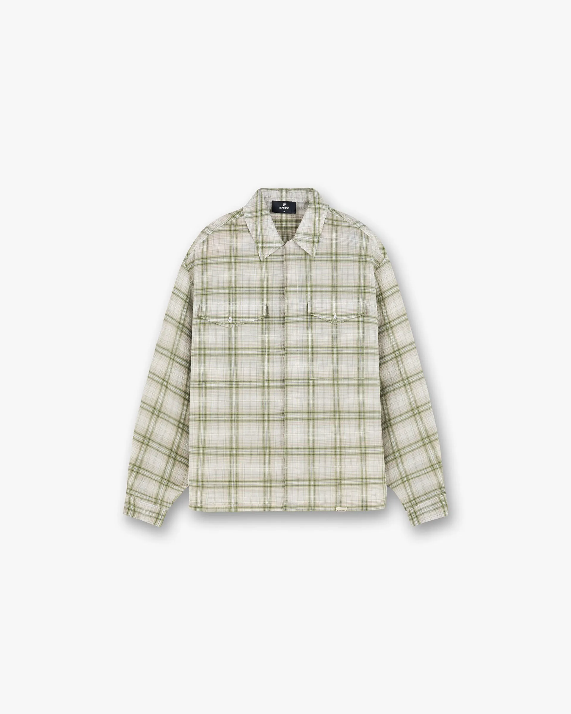 Mature appeal Sophisticated Look Sheer Long Sleeve Flannel Shirt - Green