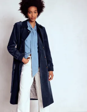 Cheltenham Cord Trench Coat-Navy Anti Pilling Texture Smart Weather Style