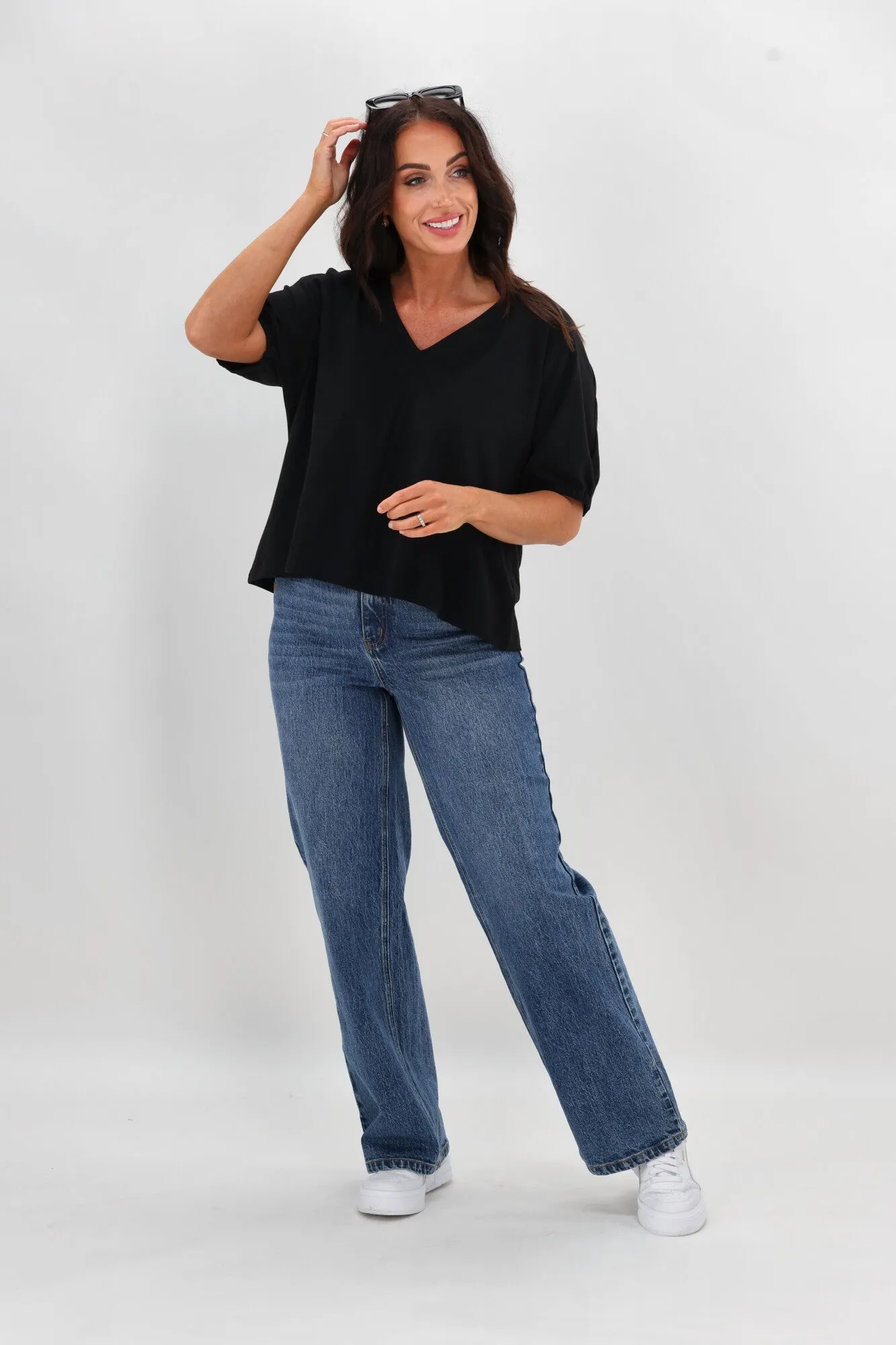 Mesh Lining Shine On Essentials Cap Sleeve Top Black