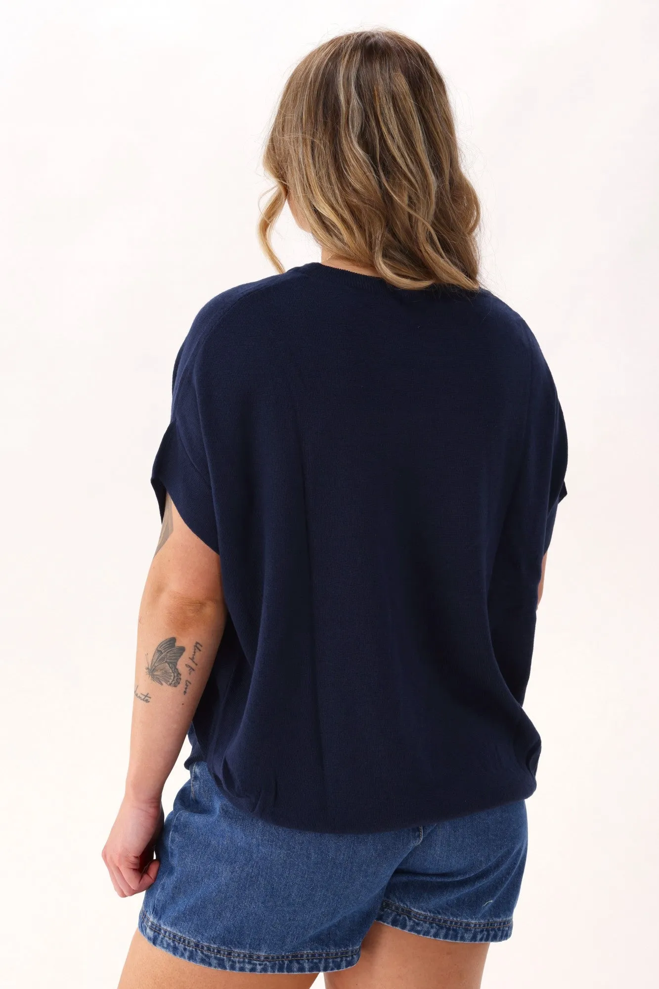 Soft Brushed Finish HighNeck Shine On Label Blaise Slouchy Knit Midnight