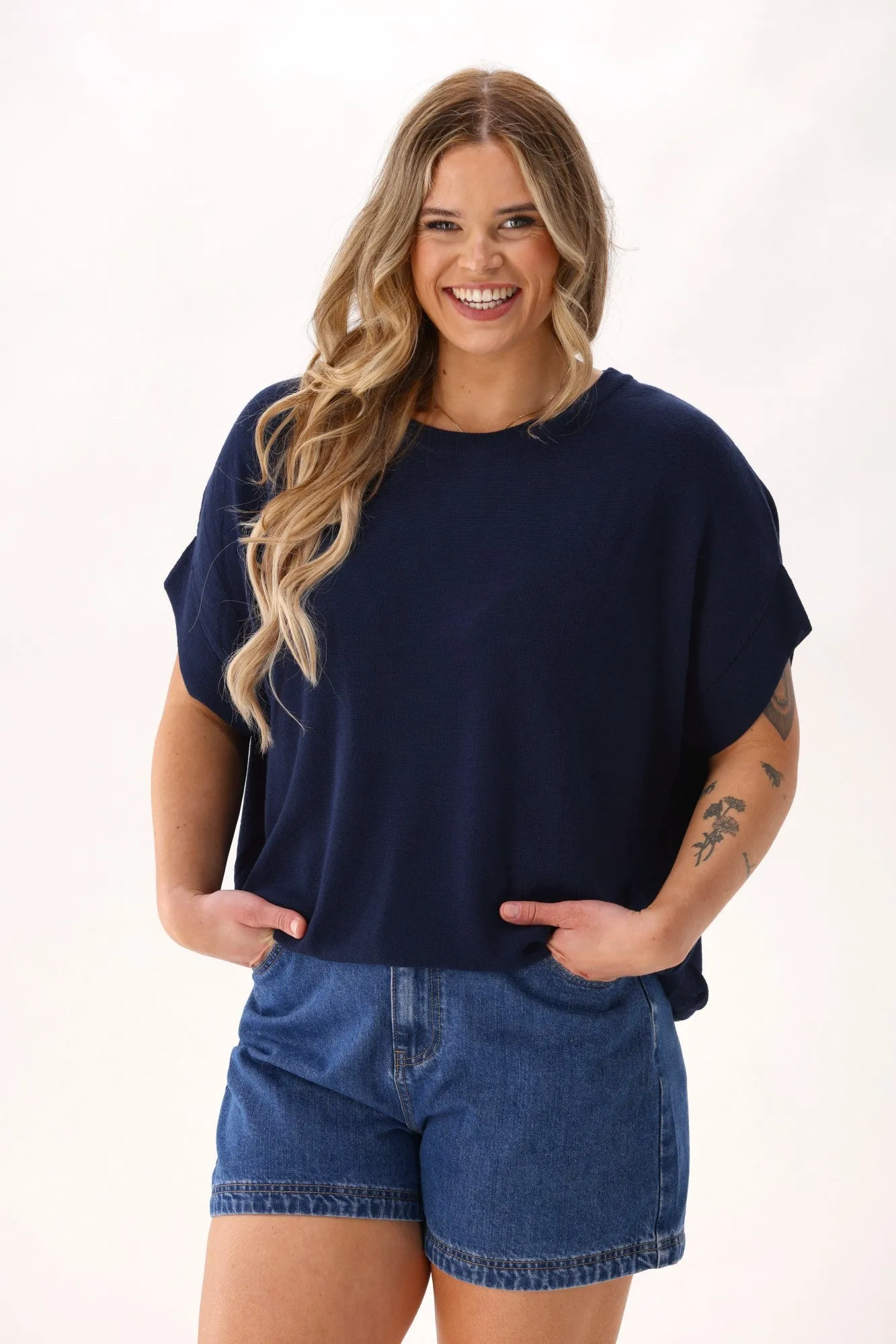 Shine On Label Blaise Slouchy Knit Midnight Adaptive Waistband AntiPillTreatment