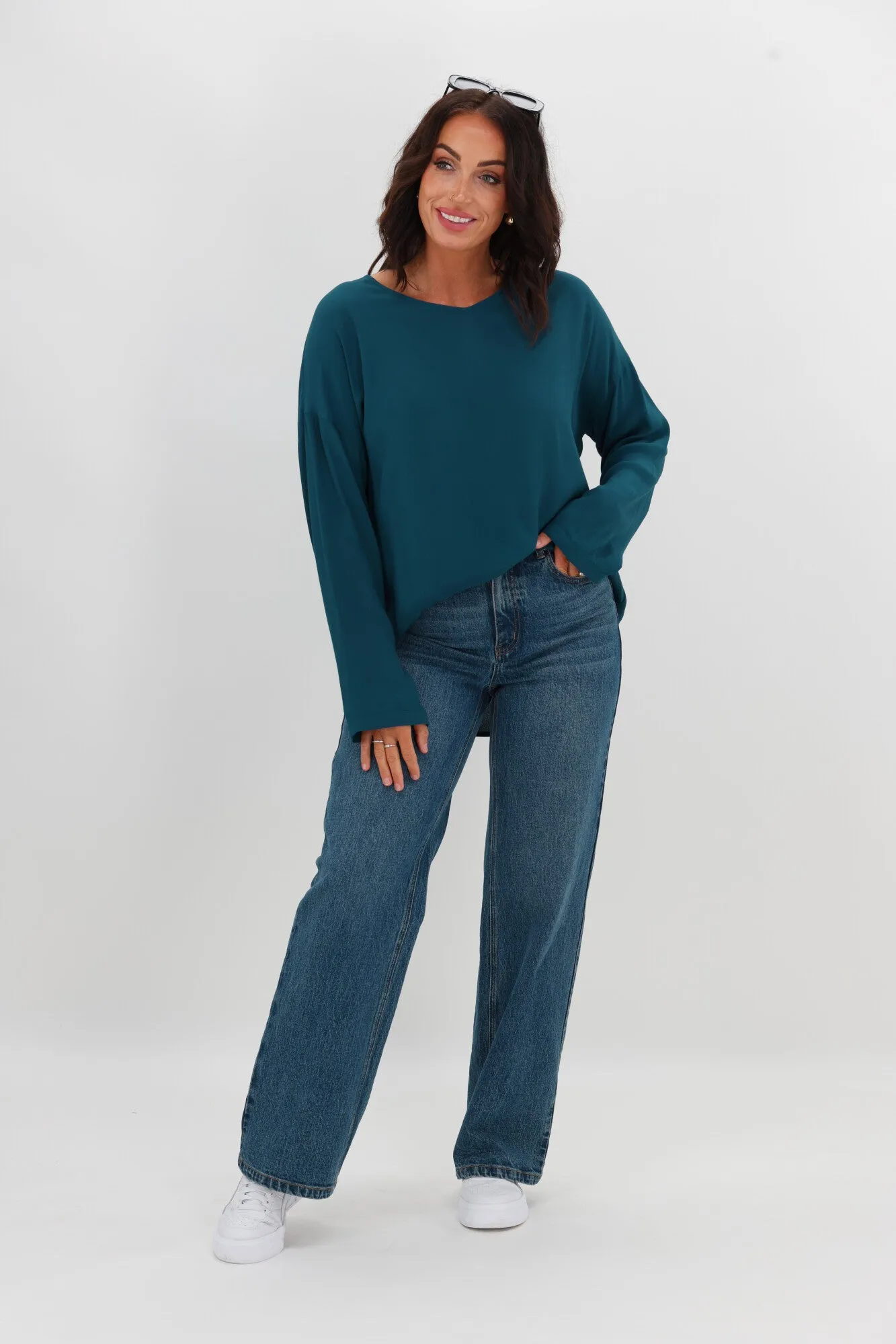 stain resistant coating Shine On Label Camden V Neck Top Teal