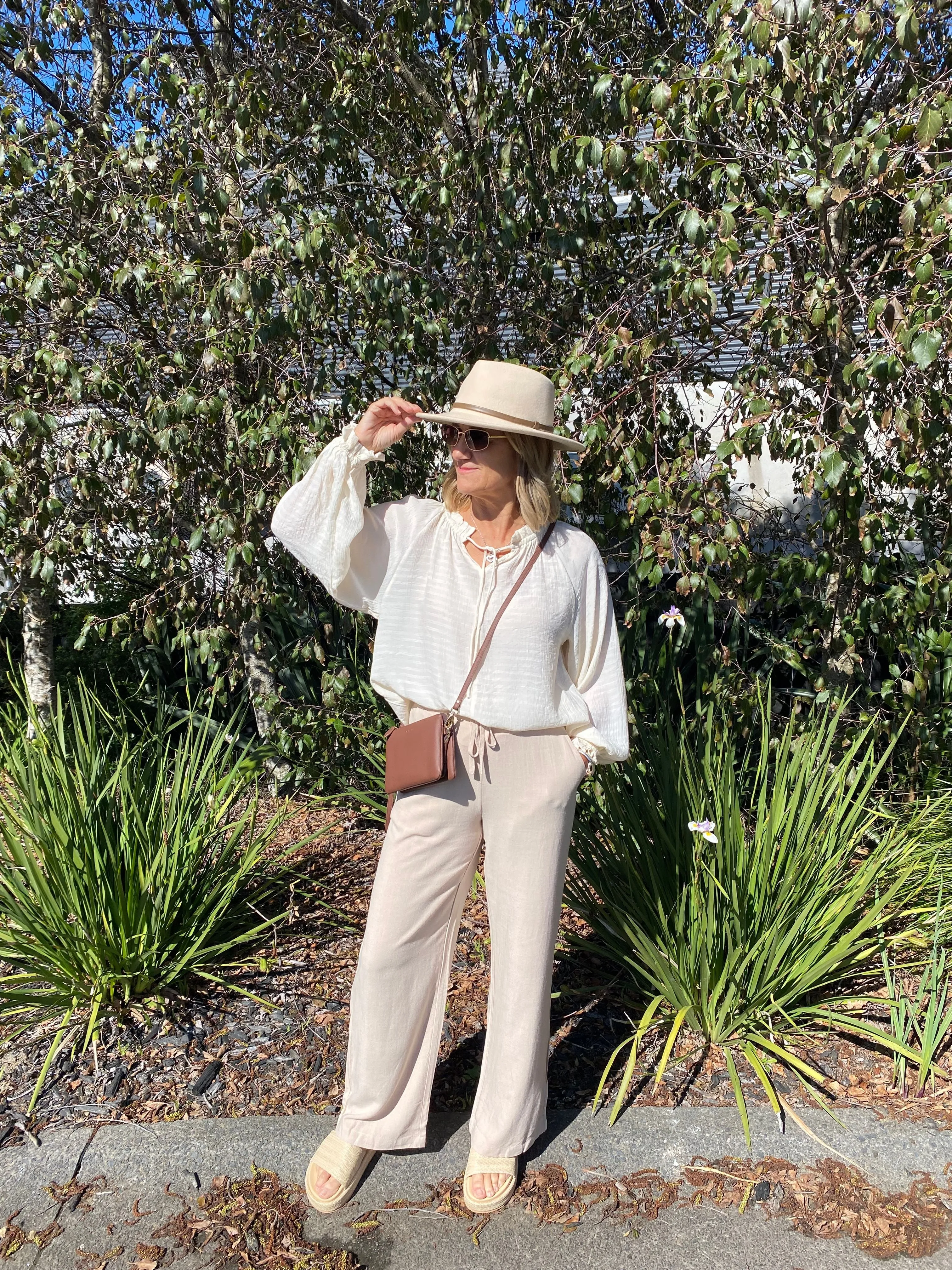 YarnBlend MidweightKnit Shine On Label Harvest Poet Blouse Vintage White