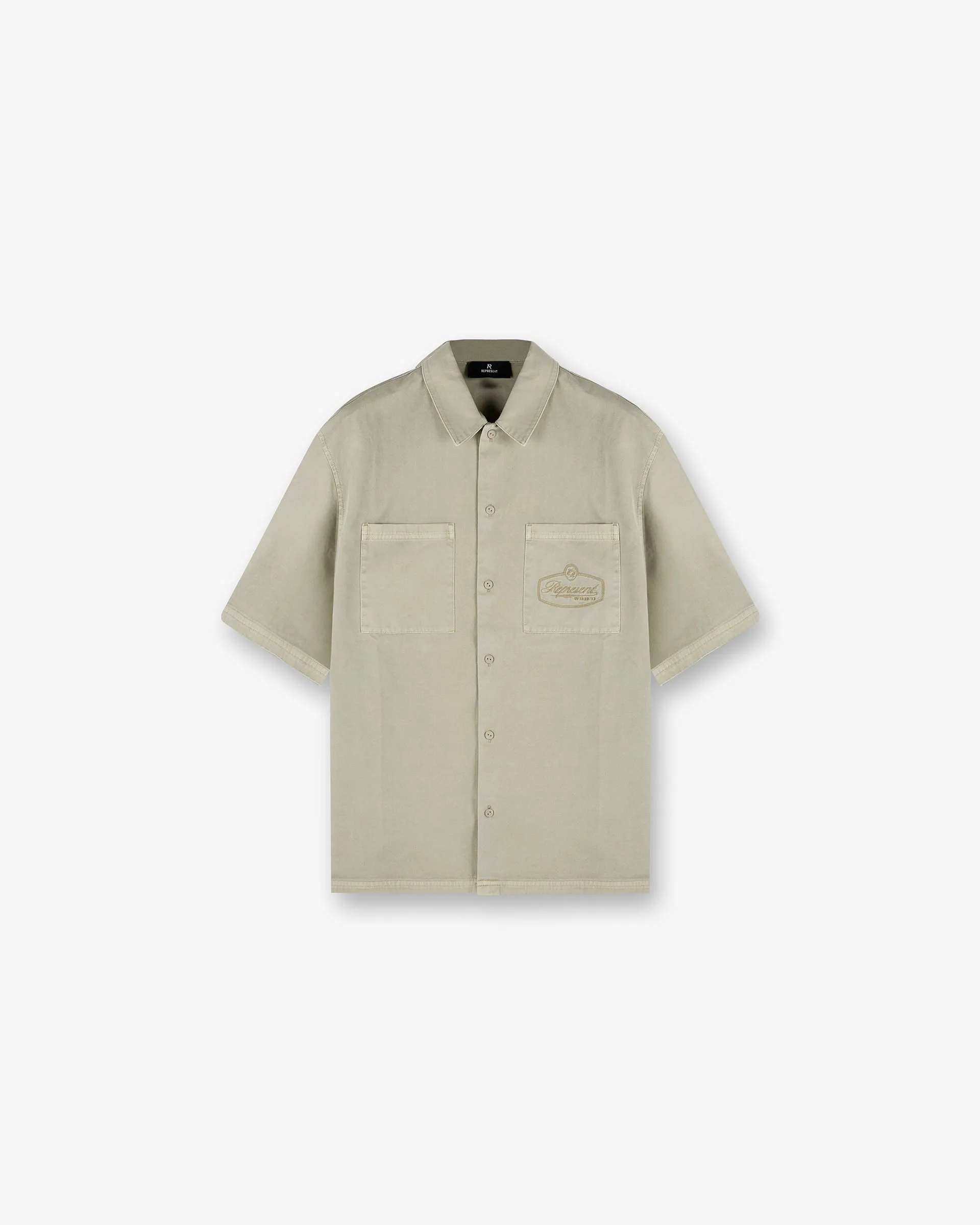 Chill Layer Relaxed Fit Short Sleeve Cotton Overshirt - Beige