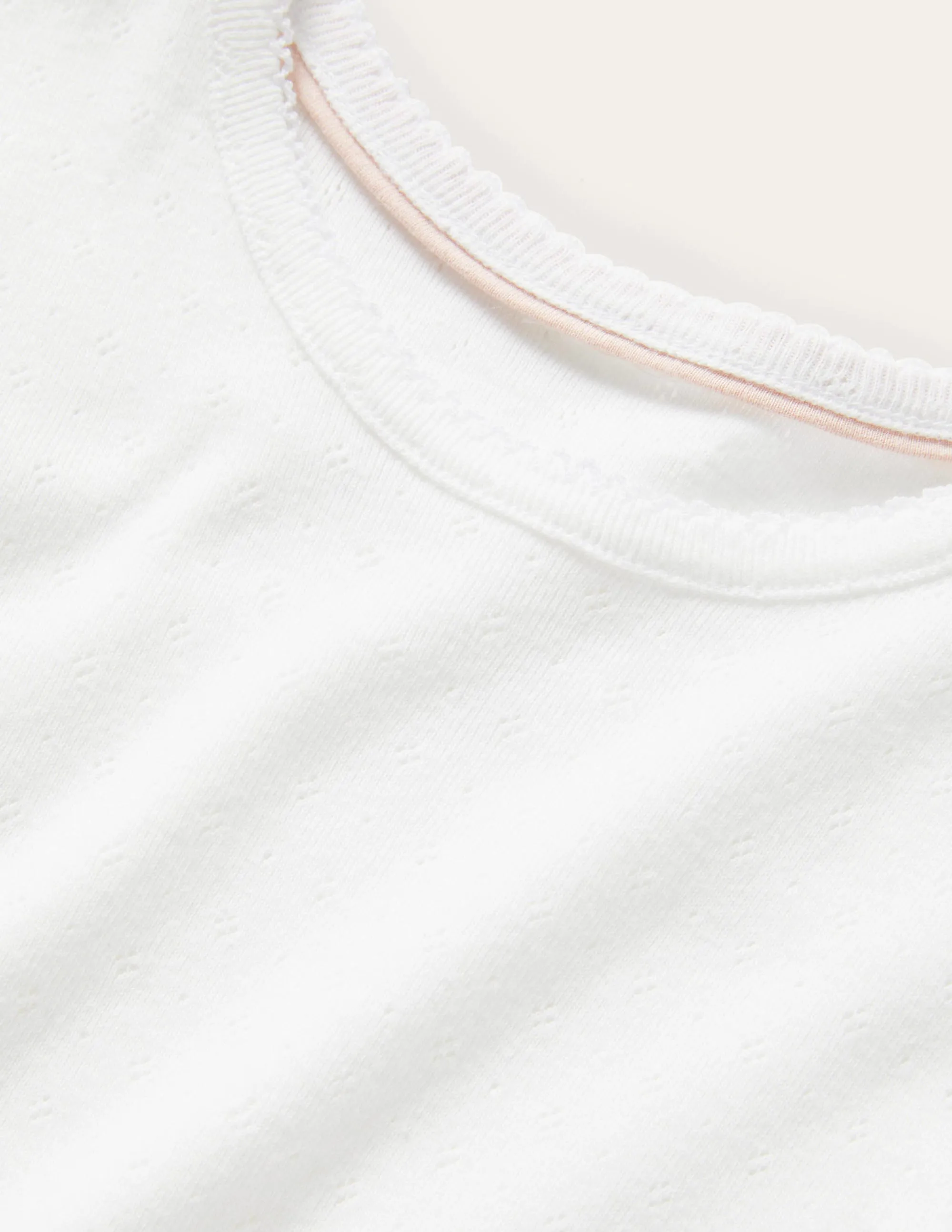 Short Sleeve Pointelle Top-White Eco Dye Process