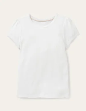 Recycled Fiber Blend Tencel Lyocell Fiber Short Sleeve Pointelle Top-White
