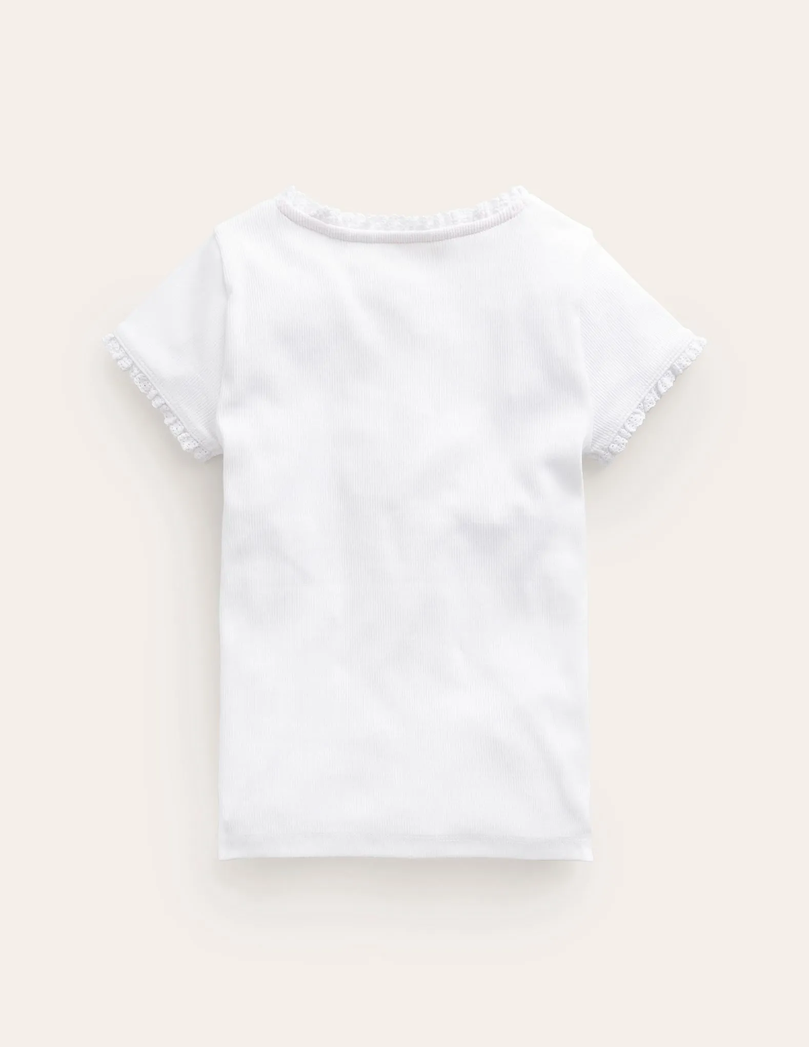 Short Sleeve Ribbed T-shirt-White NonFadeFinish