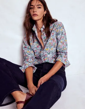 Sienna Cotton Shirt-Windward Blue, Delicate Meadow Stretchy Cloth