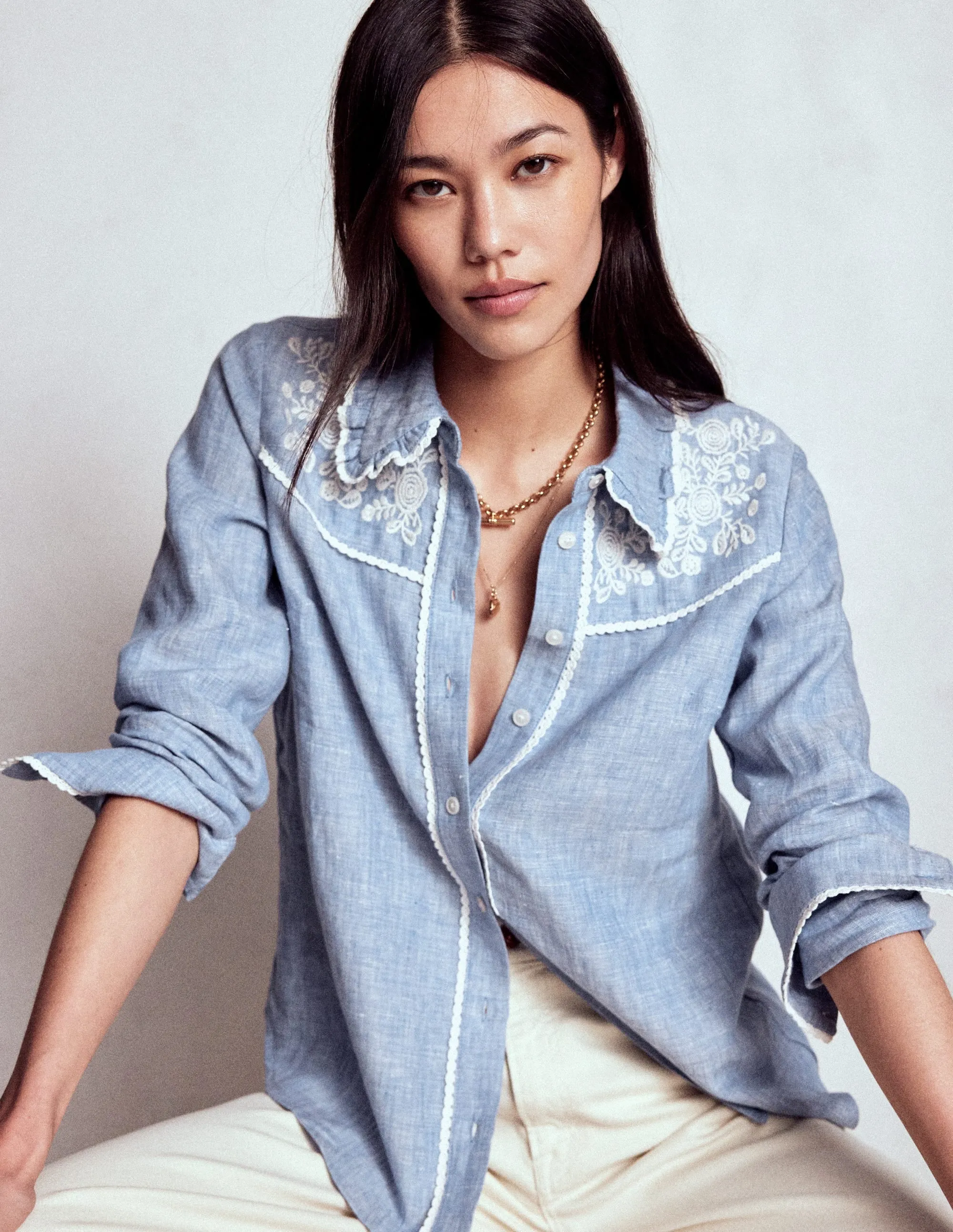 Fast Drying Road Trip Ready Sienna Western Shirt-Chambray