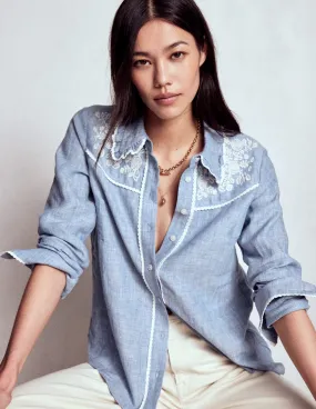 Fast Drying Road Trip Ready Sienna Western Shirt-Chambray
