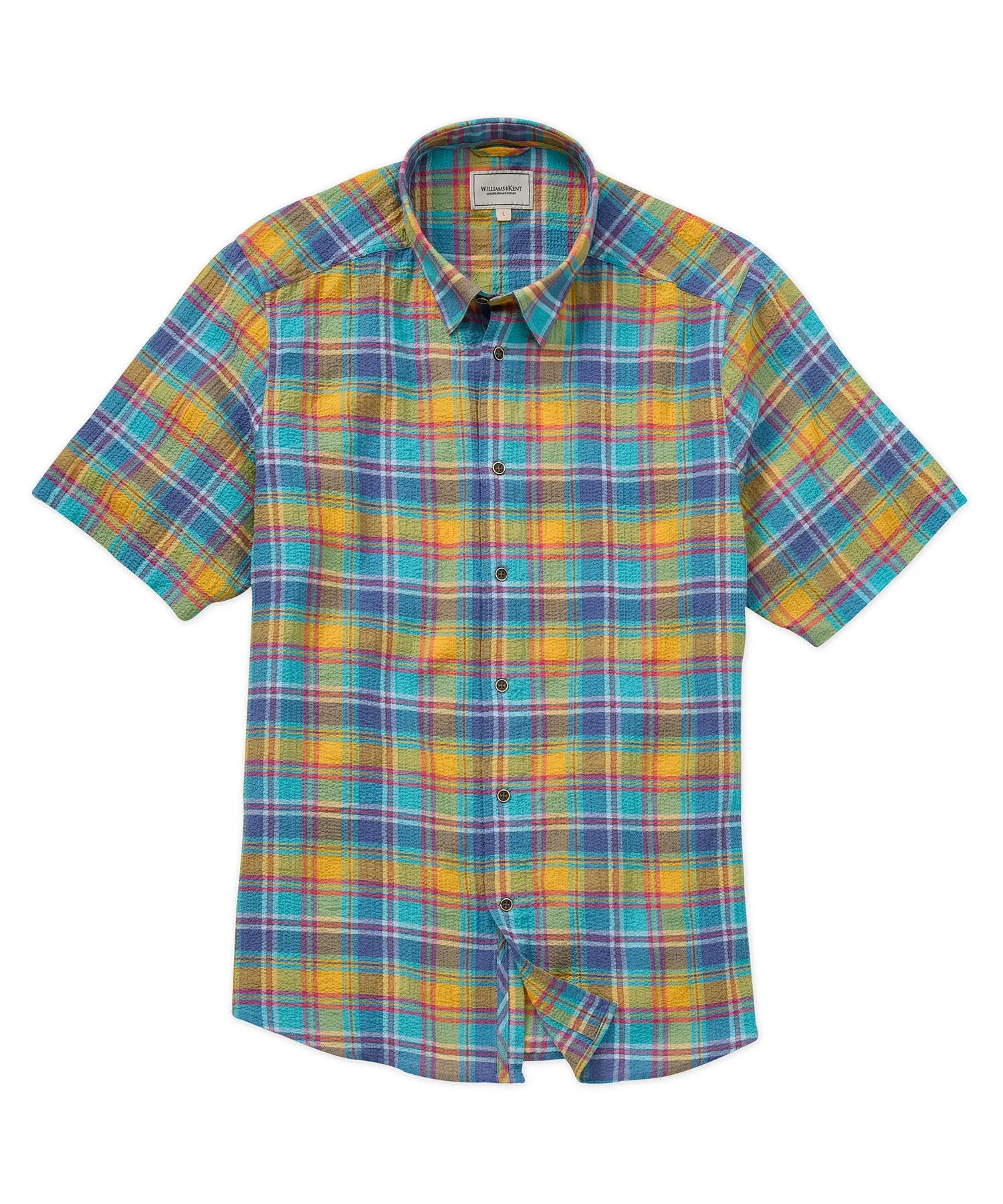 Coffee Run Performance Fabric Seersucker Plaid Sport Shirt