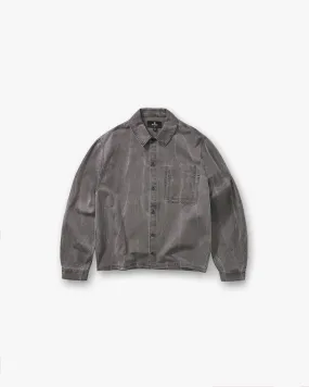 Washed Cotton Shirt - Jet Black Roomy Cut