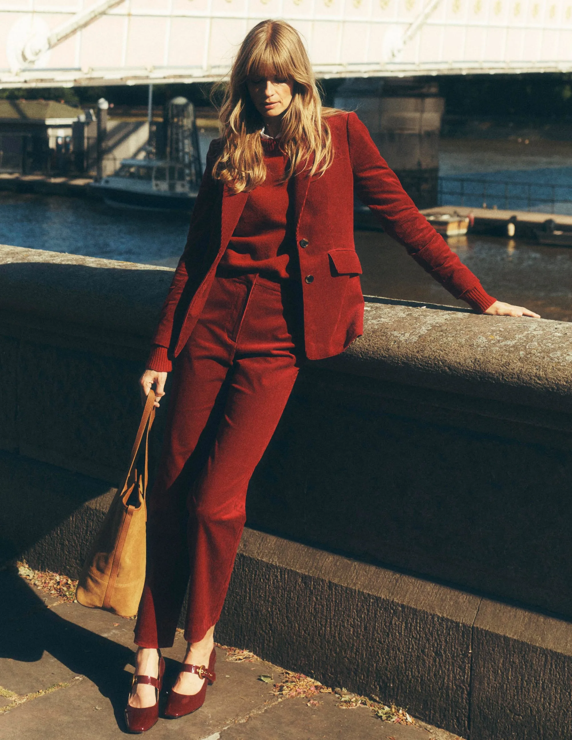 Canonbury Cord Trousers-Burgundy Red DoubleLayeredKnees Quick Access Zippers